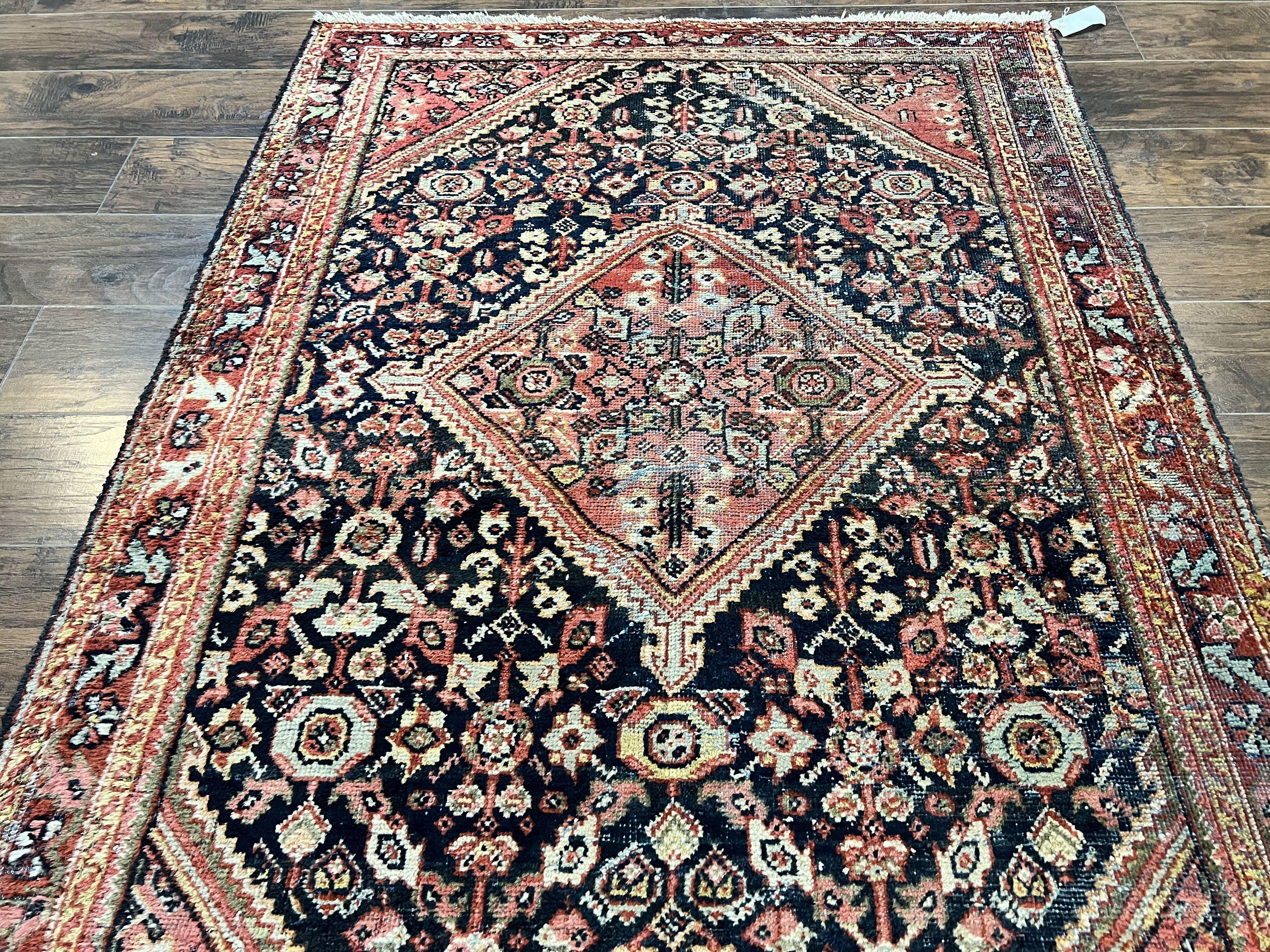 Antique Persian Mahal Rug 4x7, Wool Hand Knotted Tribal Geometric Carpet - Jewel Rugs