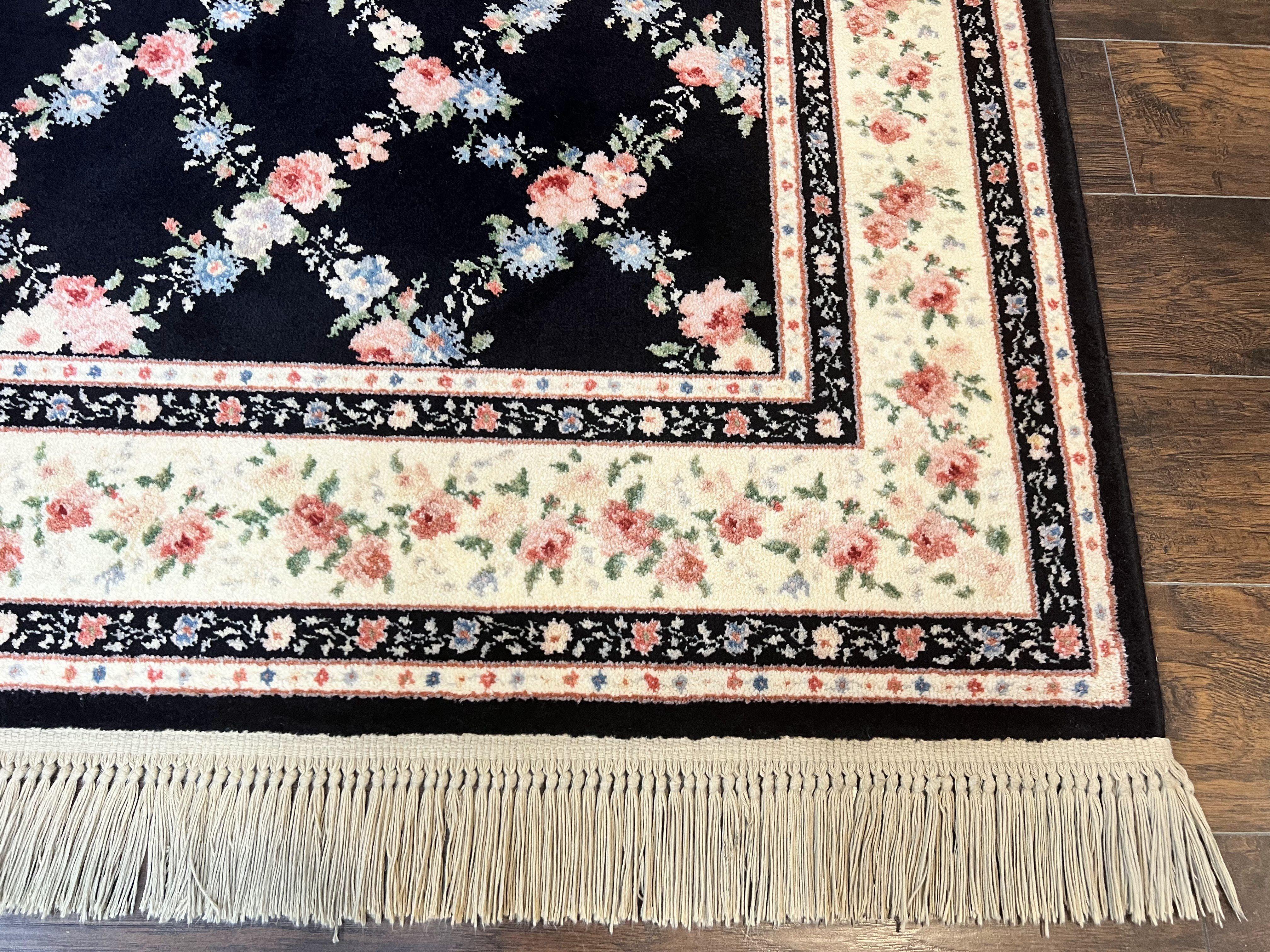 Karastan Rug 8.8 x 12, Garden of Eden #509/1270, Ebony Trellis, Vintage Discontinued Wool Pile Karastan Carpet - Jewel Rugs