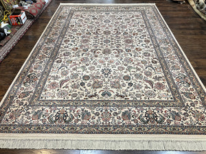 Karastan Rug #738 Tabriz Design 8.8 x 12, Room Sized Wool Pile Karastan Carpet, Vintage Discontinued Karastan Area Rug, Ivory, Floral Rug
