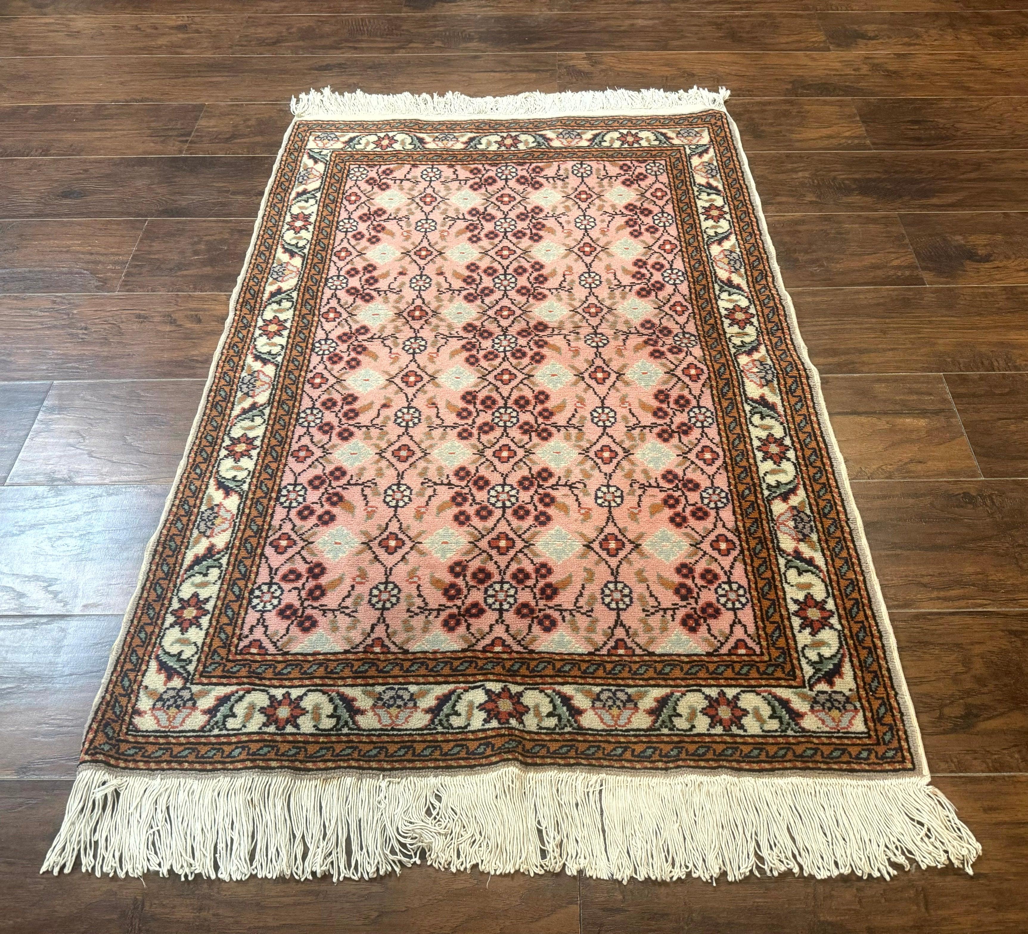 Turkish Sivas Rug 3x4, Pink, Handmade, Wool, Vintage - Jewel Rugs