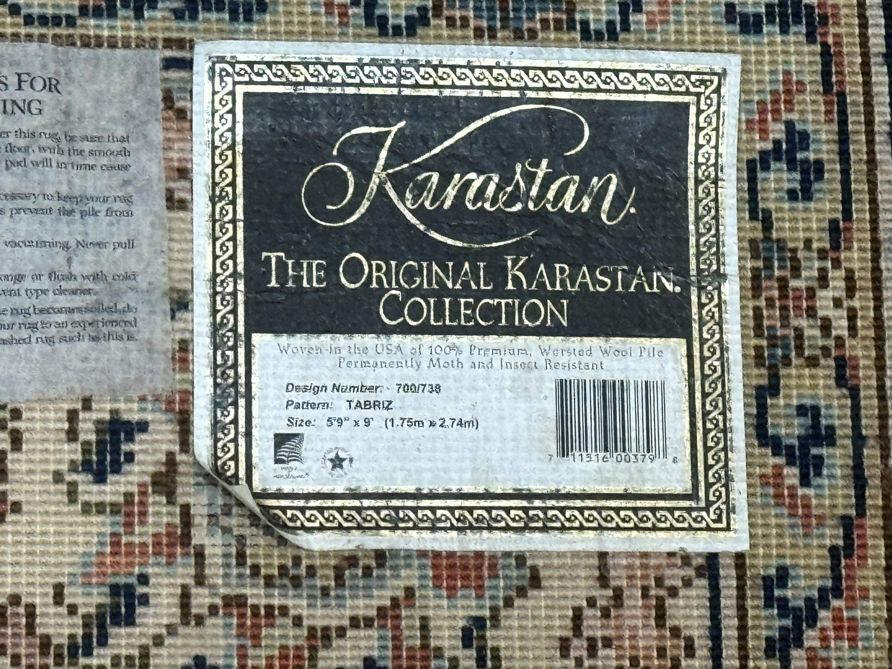 Karastan Rug 5.9 x 9, Wool, Ta'briz #738, Original 700 Series - Jewel Rugs