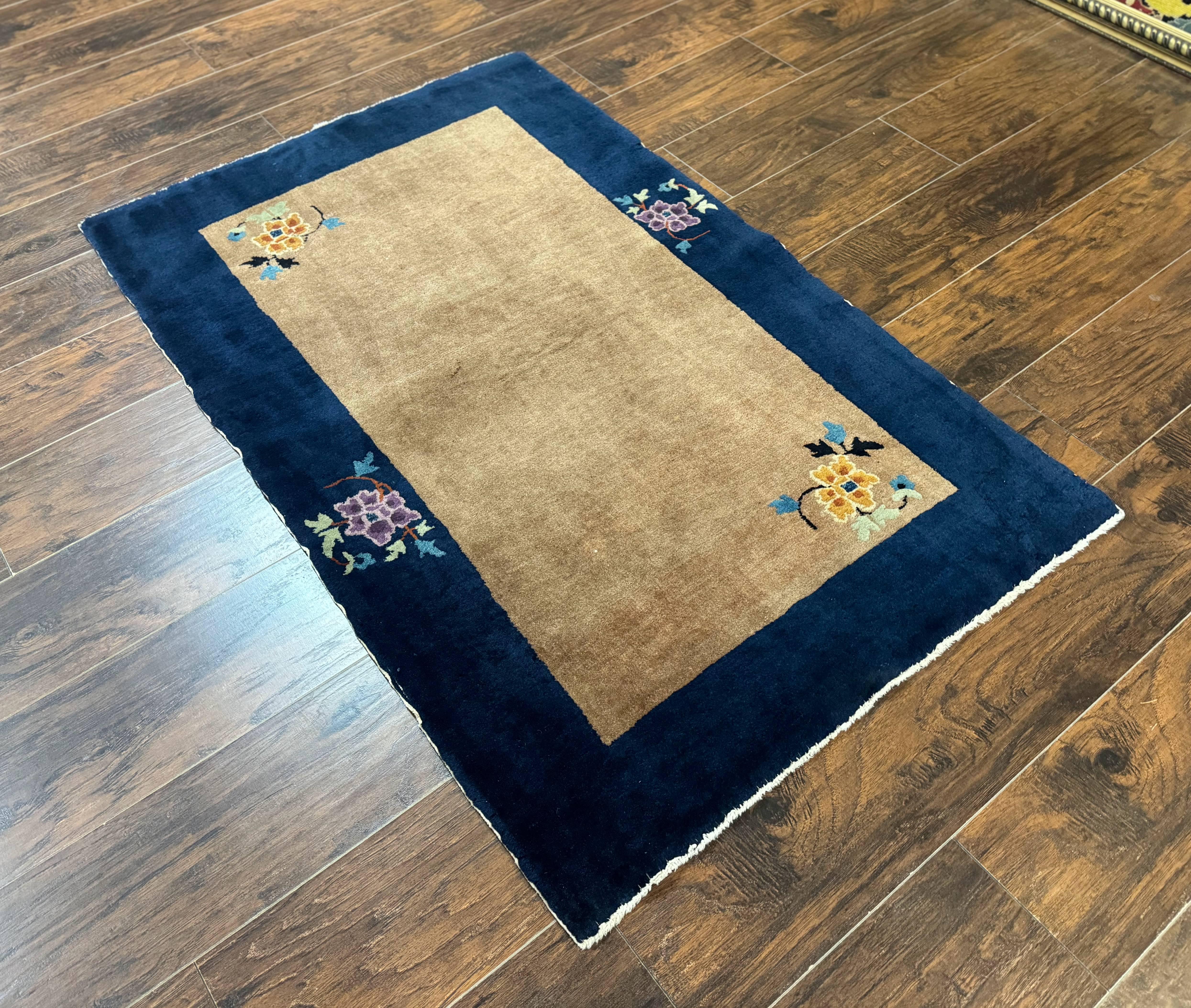 Chinese Rug 3x5, Antique Peking Art Deco Carpet, Simple Design - Jewel Rugs