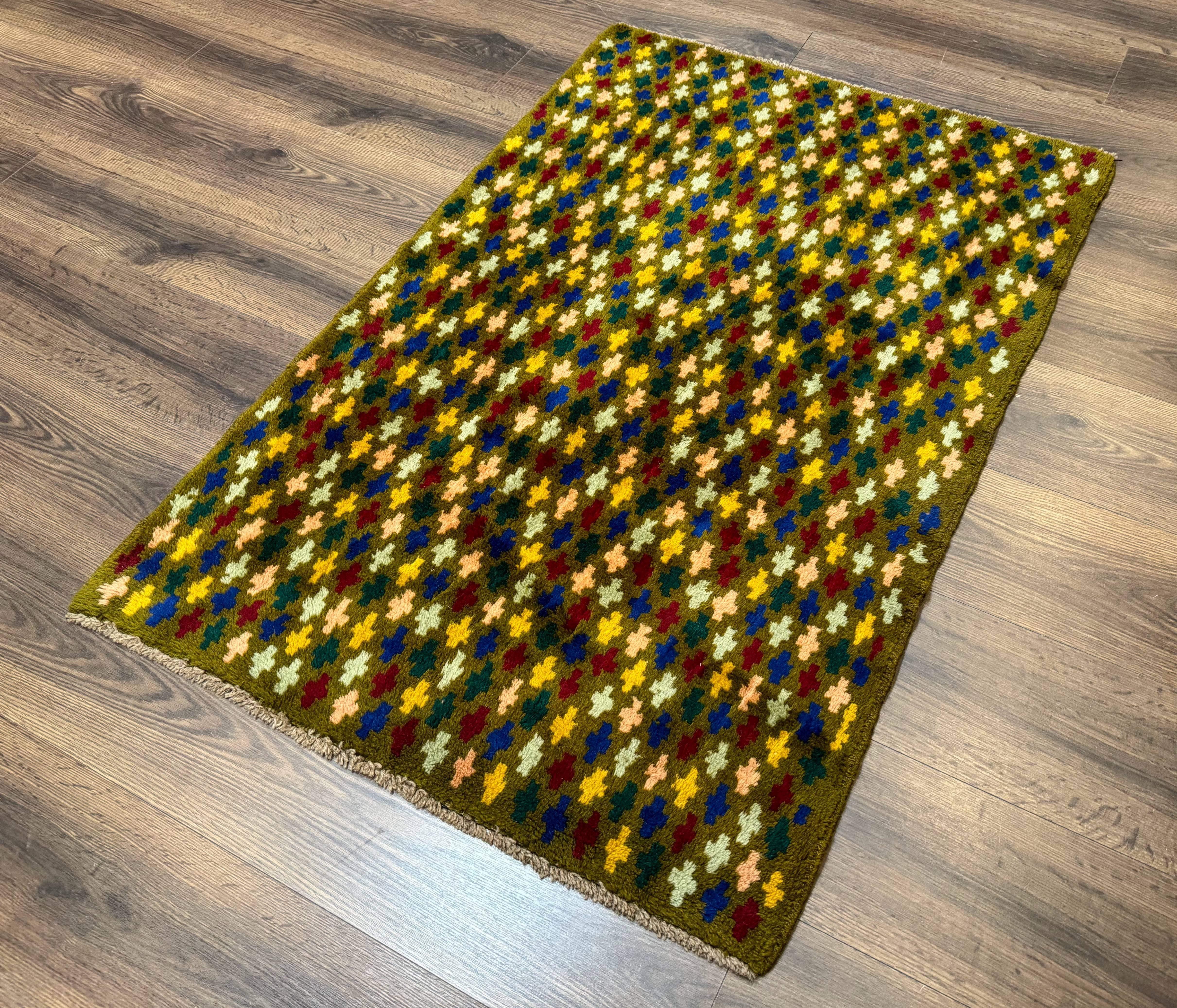 Balouch Rug 3x4, Colorful Afghan Rug, Multicolor, Green - Jewel Rugs