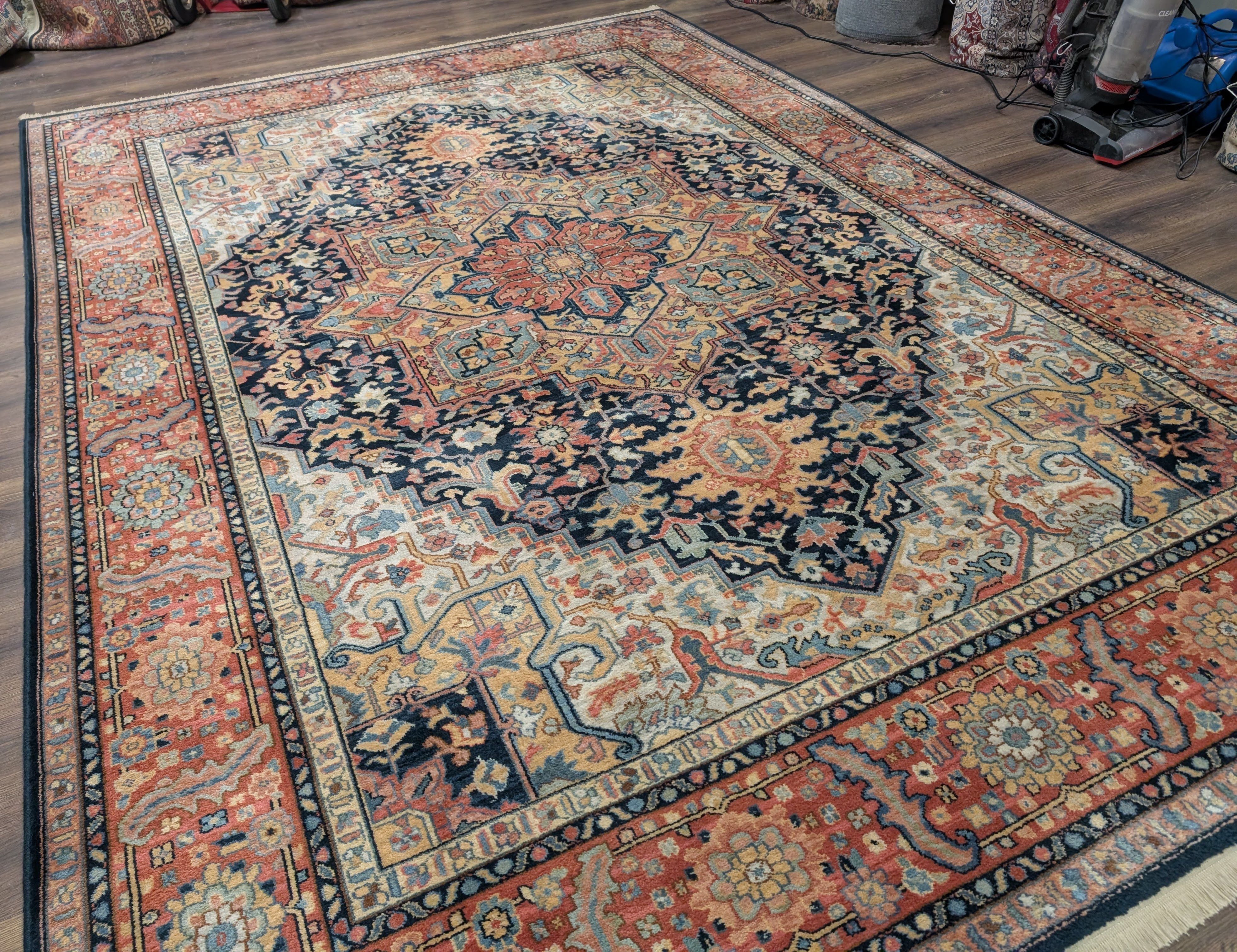 Karastan Rug 8.8 x 12 Navy Heriz #701, Vintage Wool Karastan Carpet - Jewel Rugs