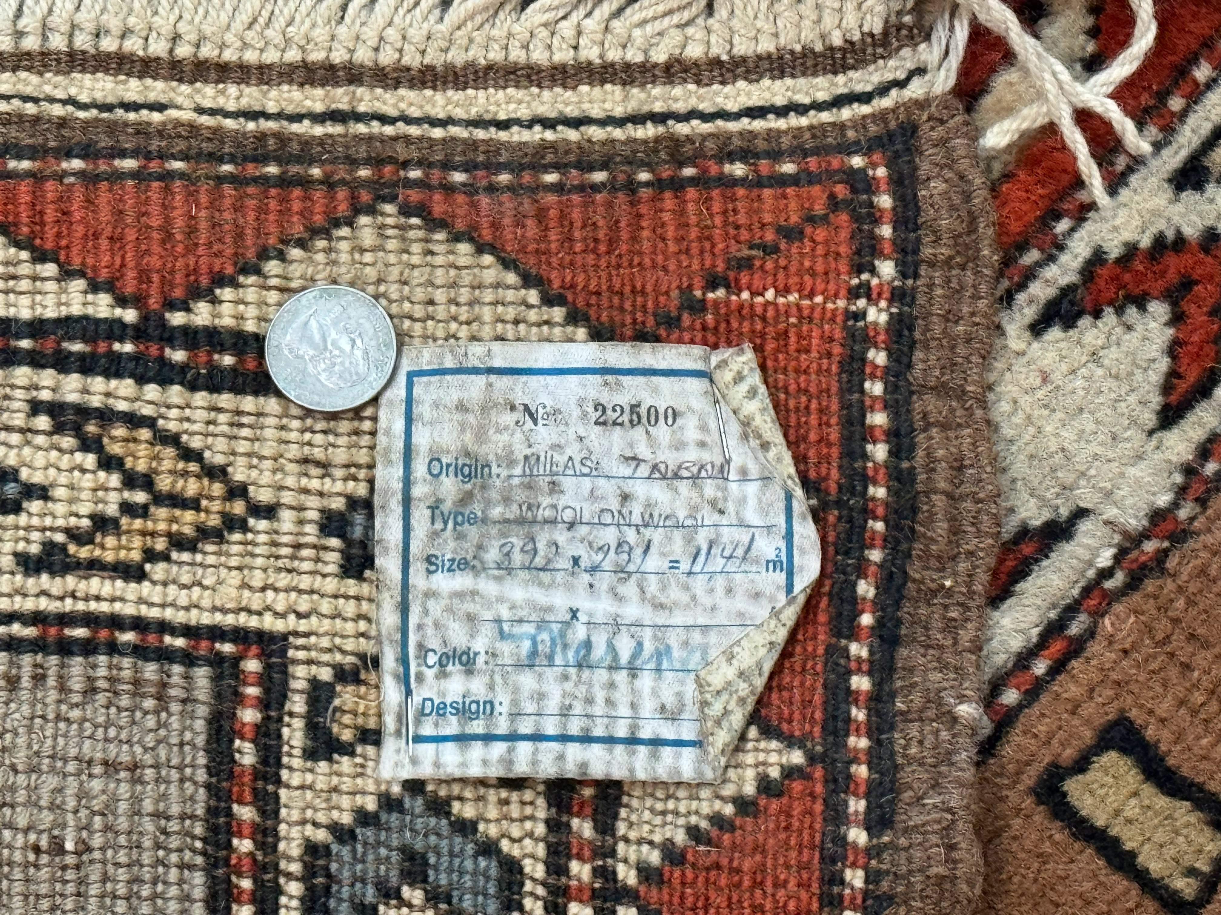 Large Turkish Milas Rug 10x13, Gray, Vintage, Wool on Wool - Jewel Rugs