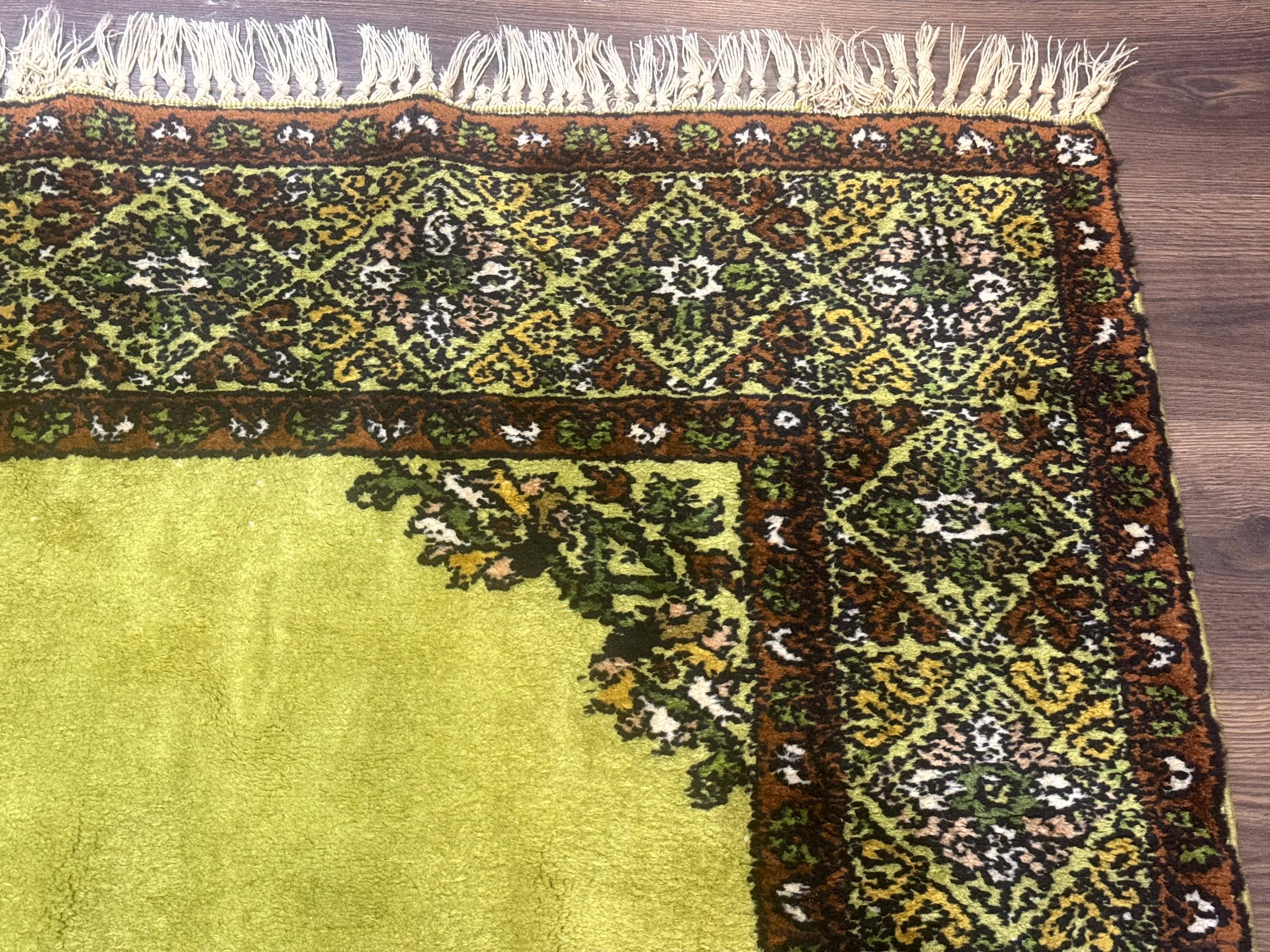 Moroccan Rug 6x8, Semi Open Field, Vintage, Lime Green, Wool Carpet - Jewel Rugs