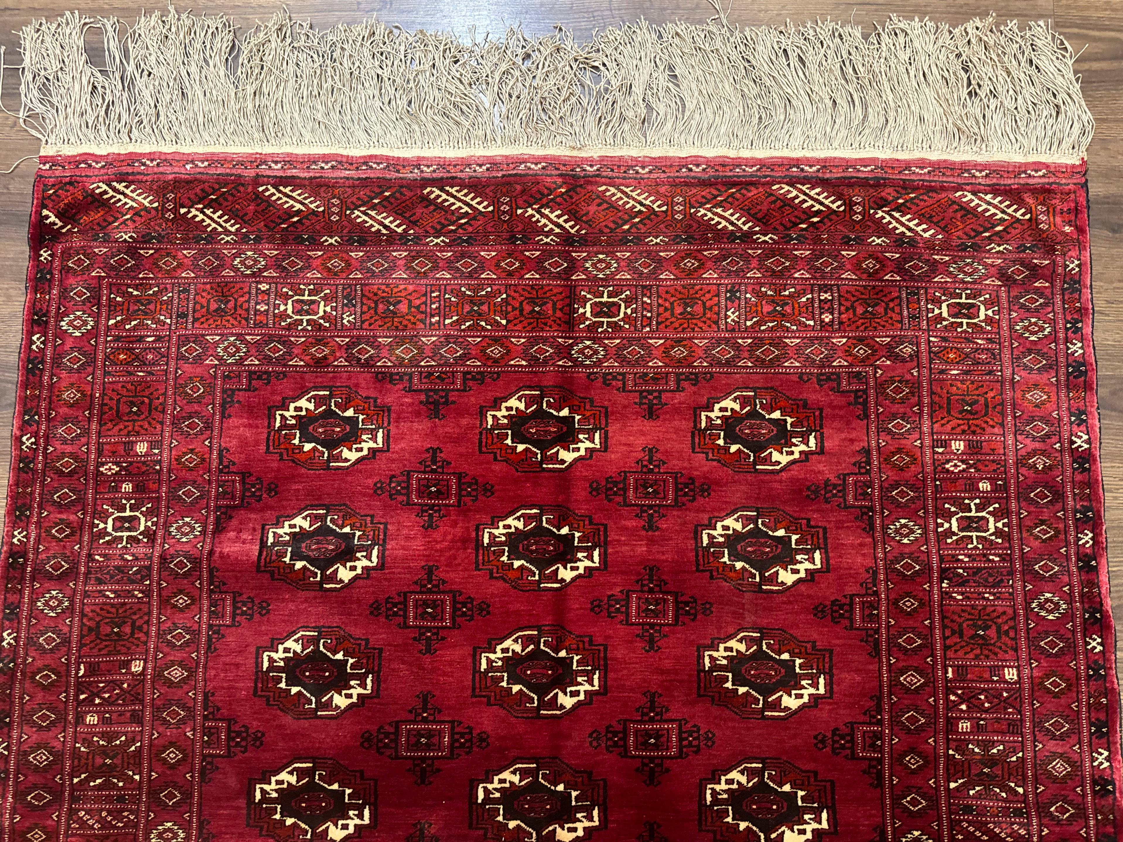 Antique Persian Silk Turkoman Rug 4x5, Silk Pile on Silk Foundation, Red, Rare Tribal Rug - Jewel Rugs