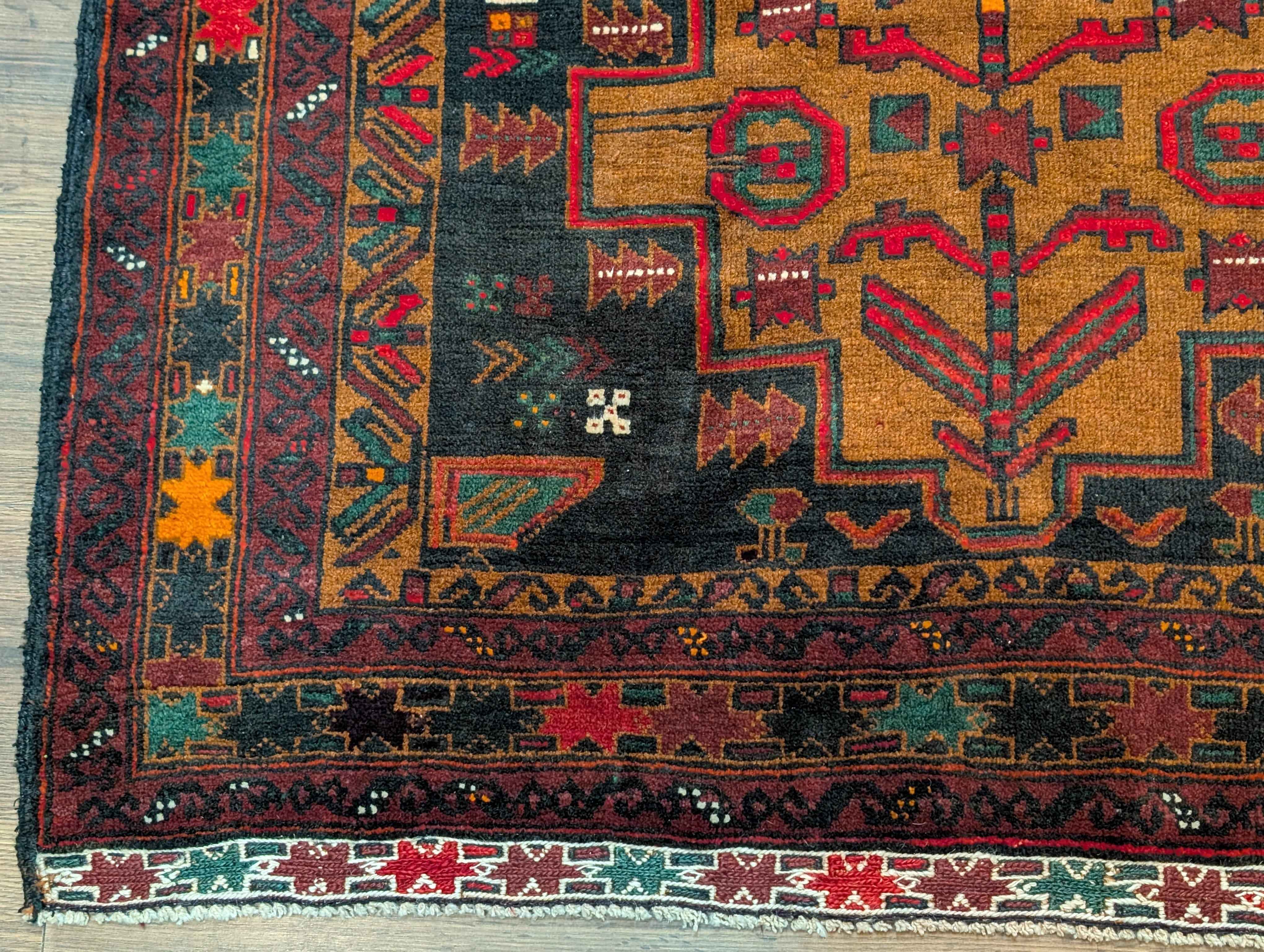 Afghan Baluch Rug 4x6, Tribal, Geometric, Unique Colors, Triple Medallions, Wool, New - Jewel Rugs