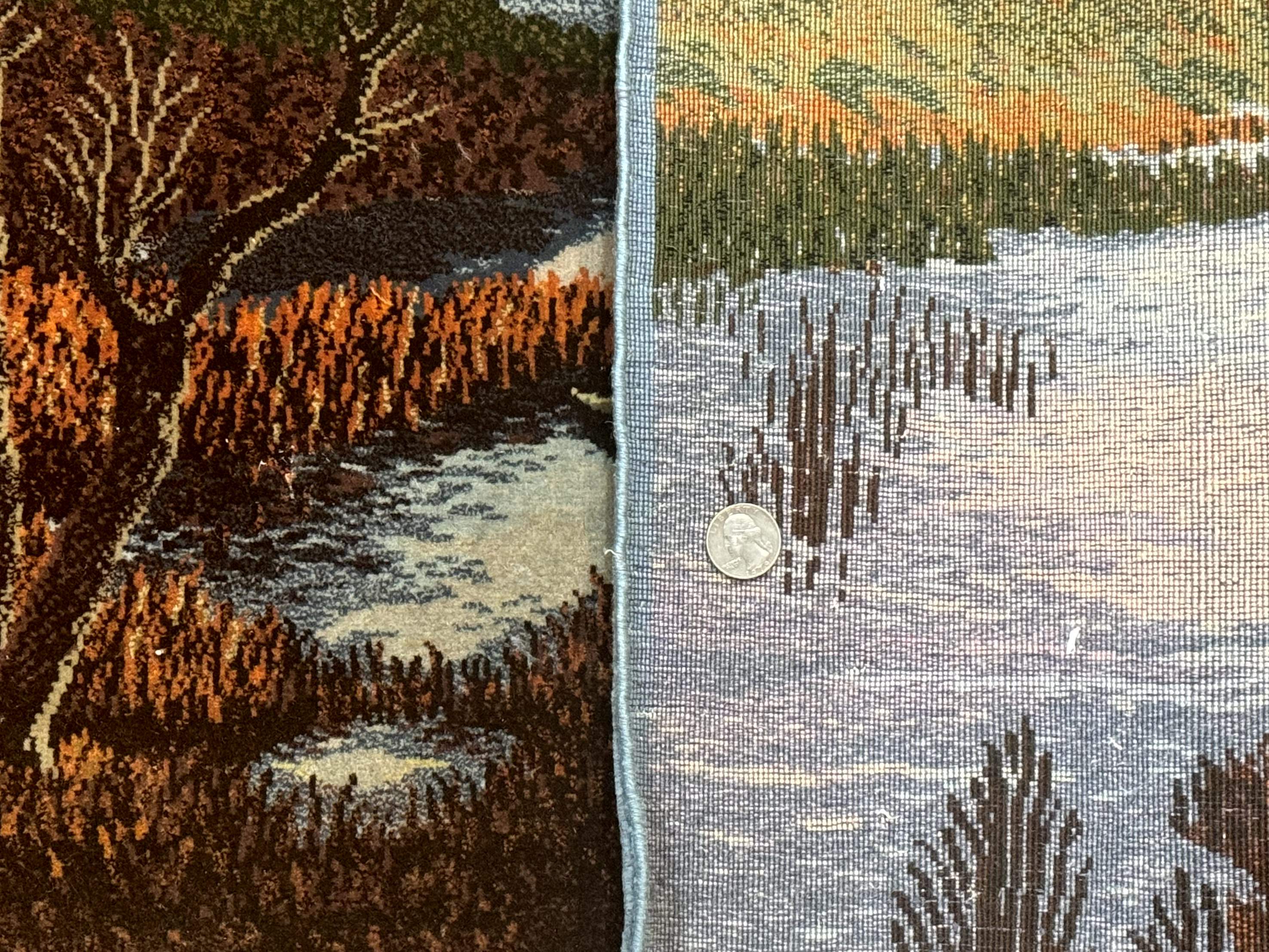 Persian Tabriz Pictorial Rug 3x2, Wall Hanging Rug, Nature Scene, Boats, Fine 330 KPSI, Kork Wool - Jewel Rugs