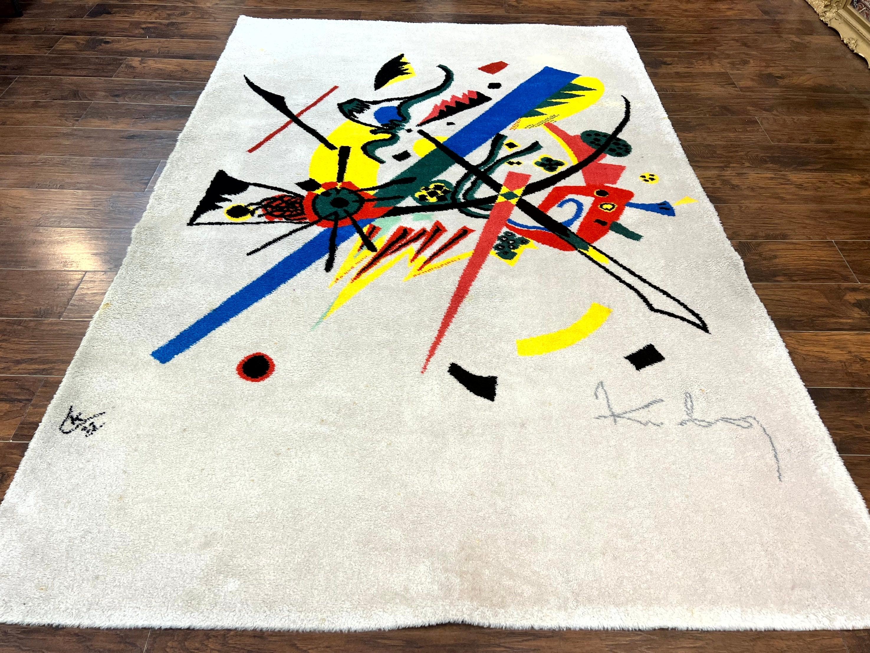 Danish Rya Shag Rug 6x9, EGE Axminster Carpet, Ivory, Modern Abstract Rug, Signed by Designer - Jewel Rugs