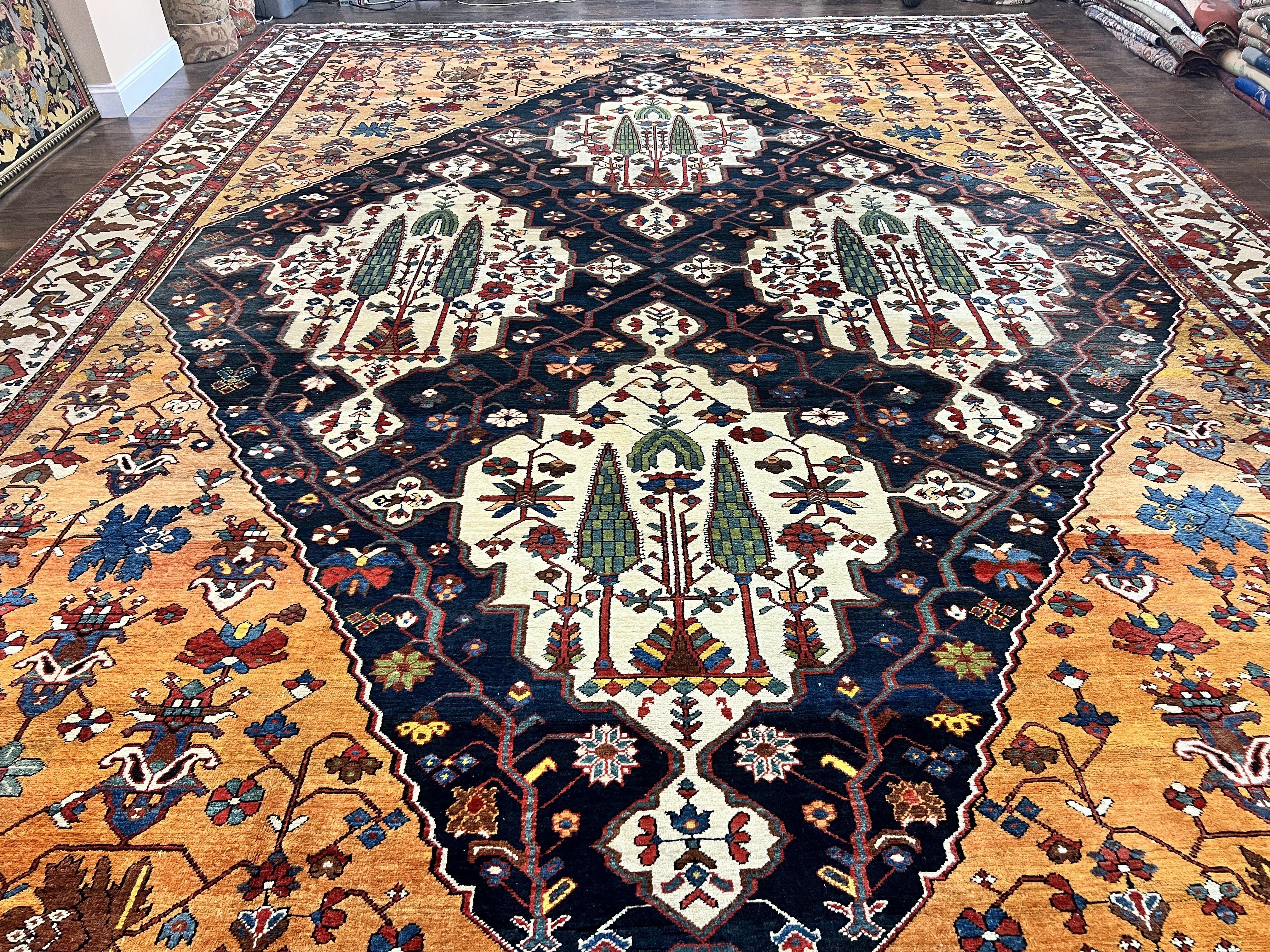 Antique Persian Bakhtiari Rug 14x19 – Rare Palace Size Carpet - Jewel Rugs