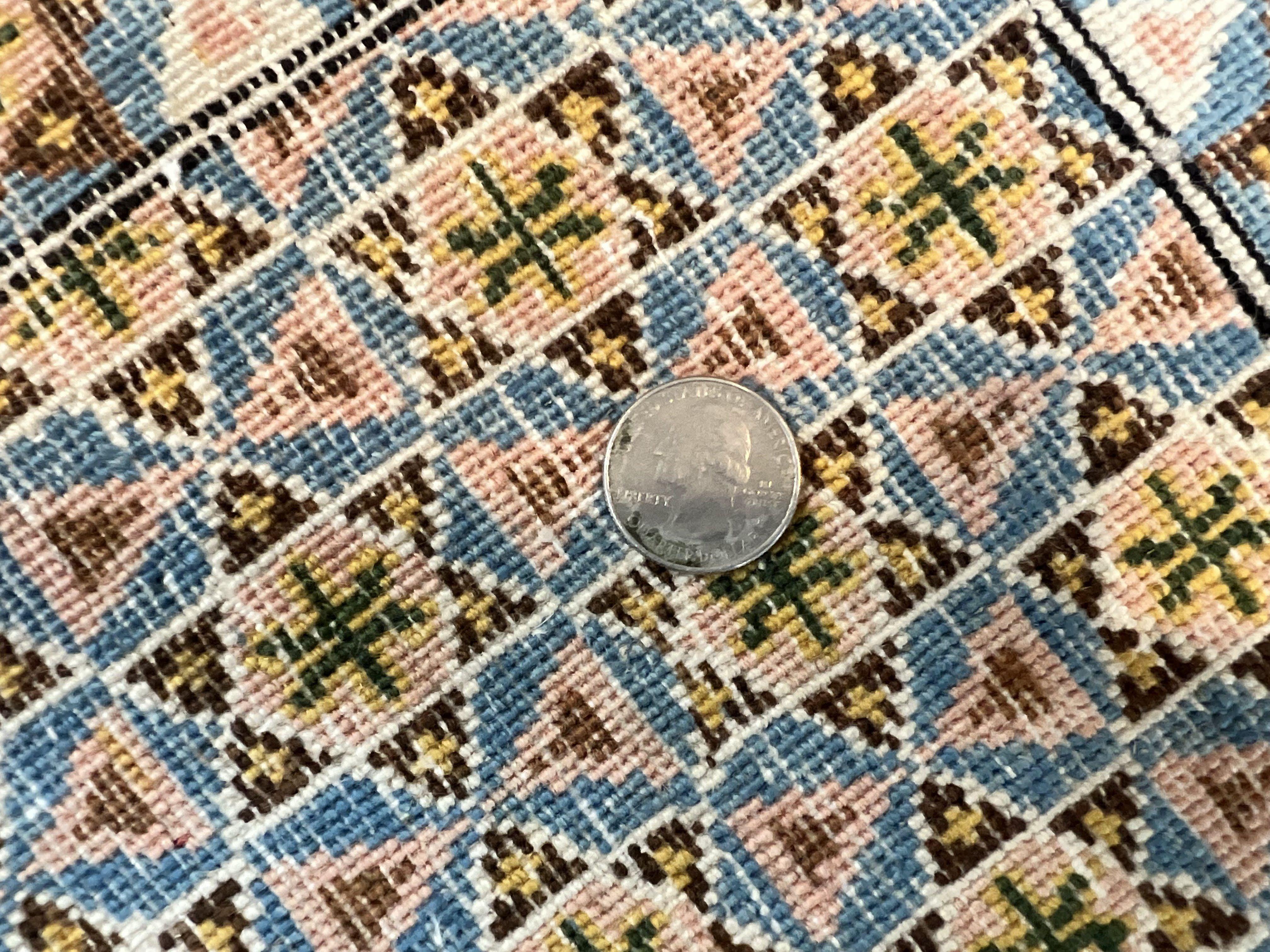 Rare Persian Rug 8x12, Qum Rug, Repeated Star Motifs, Blue and Ivory, Fine 300 KPSI, Hand Knotted Handmade Vintage Wool Rug - Jewel Rugs