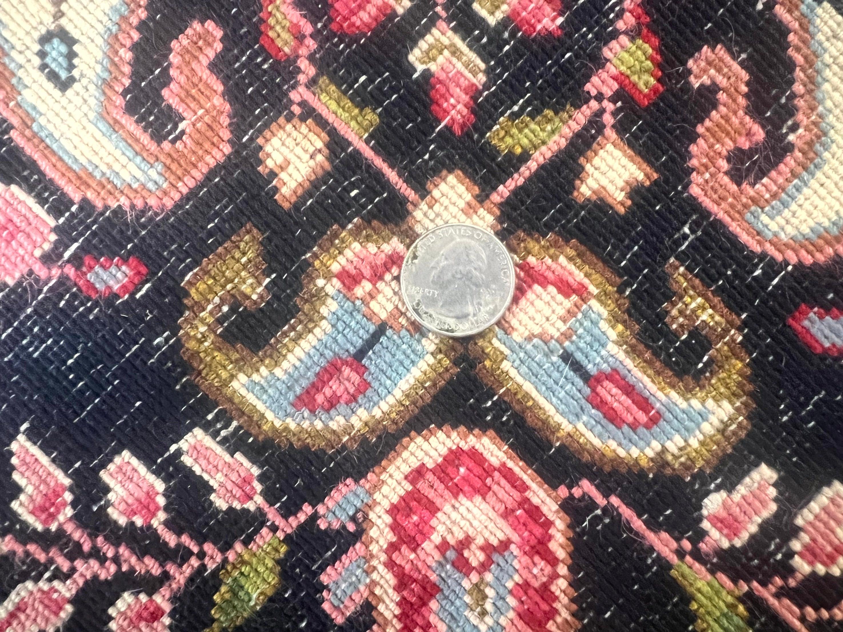 Antique Persian Kirman Rug 5x8, Floral Kirman, Midnight Blue/Black, Semi Open Field, Handmade Vintage Wool Carpet - Jewel Rugs