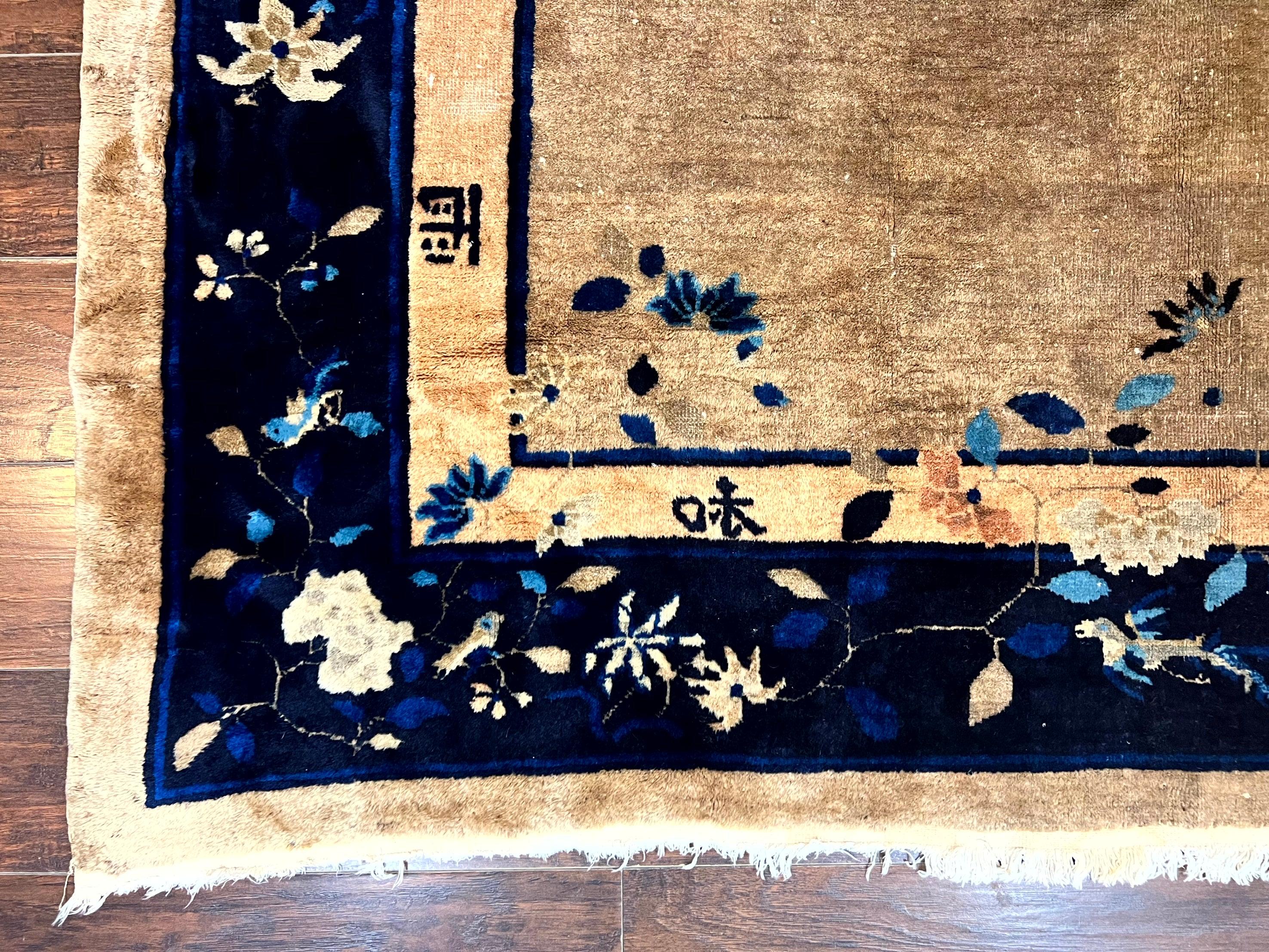 Antique Chinese Wool Rug 10x13, Large 1920s Peking Carpet, Handmade - Jewel Rugs