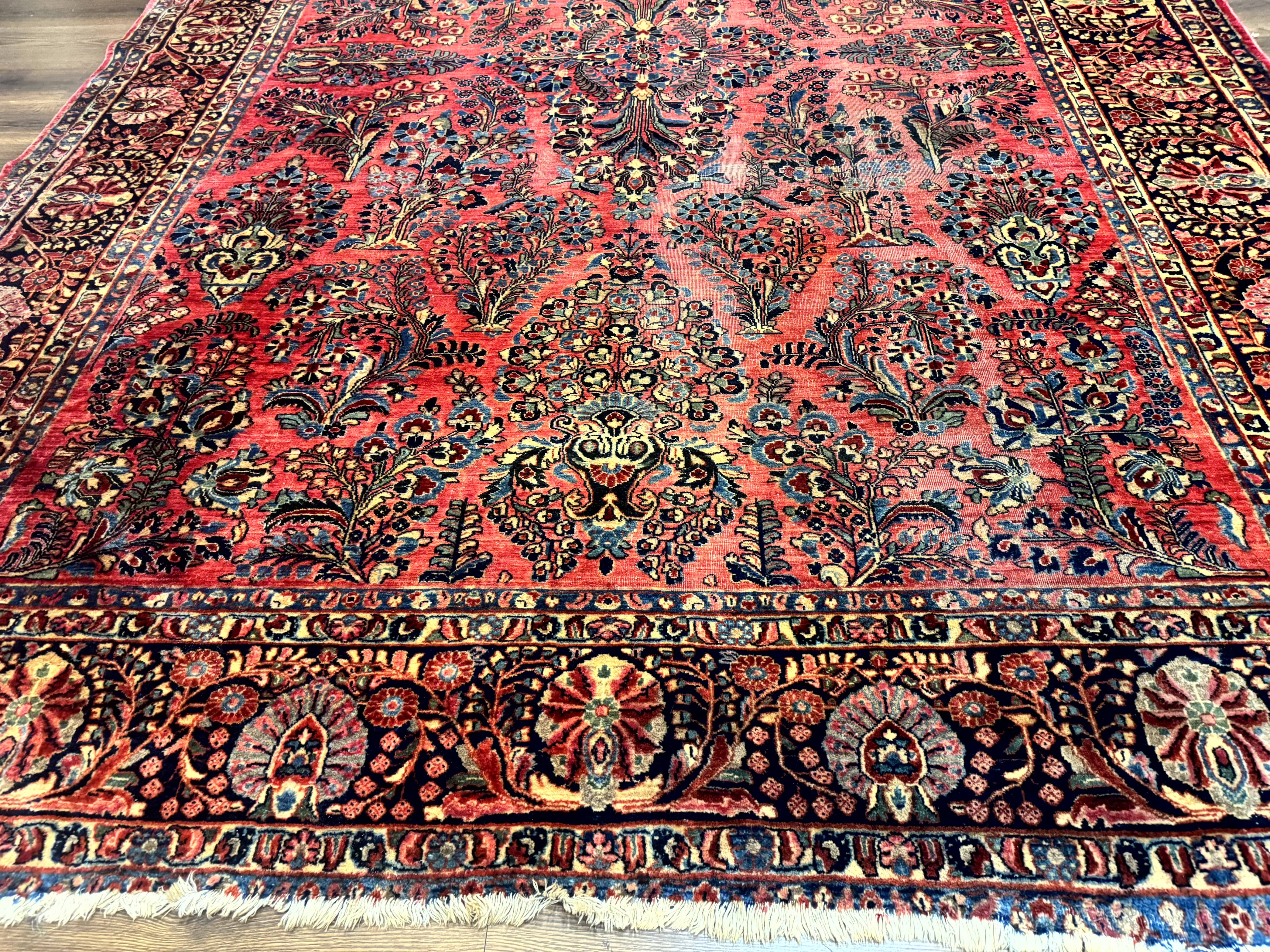 Antique Persian Sarouk Rug 9x12, Red, Floral - Jewel Rugs