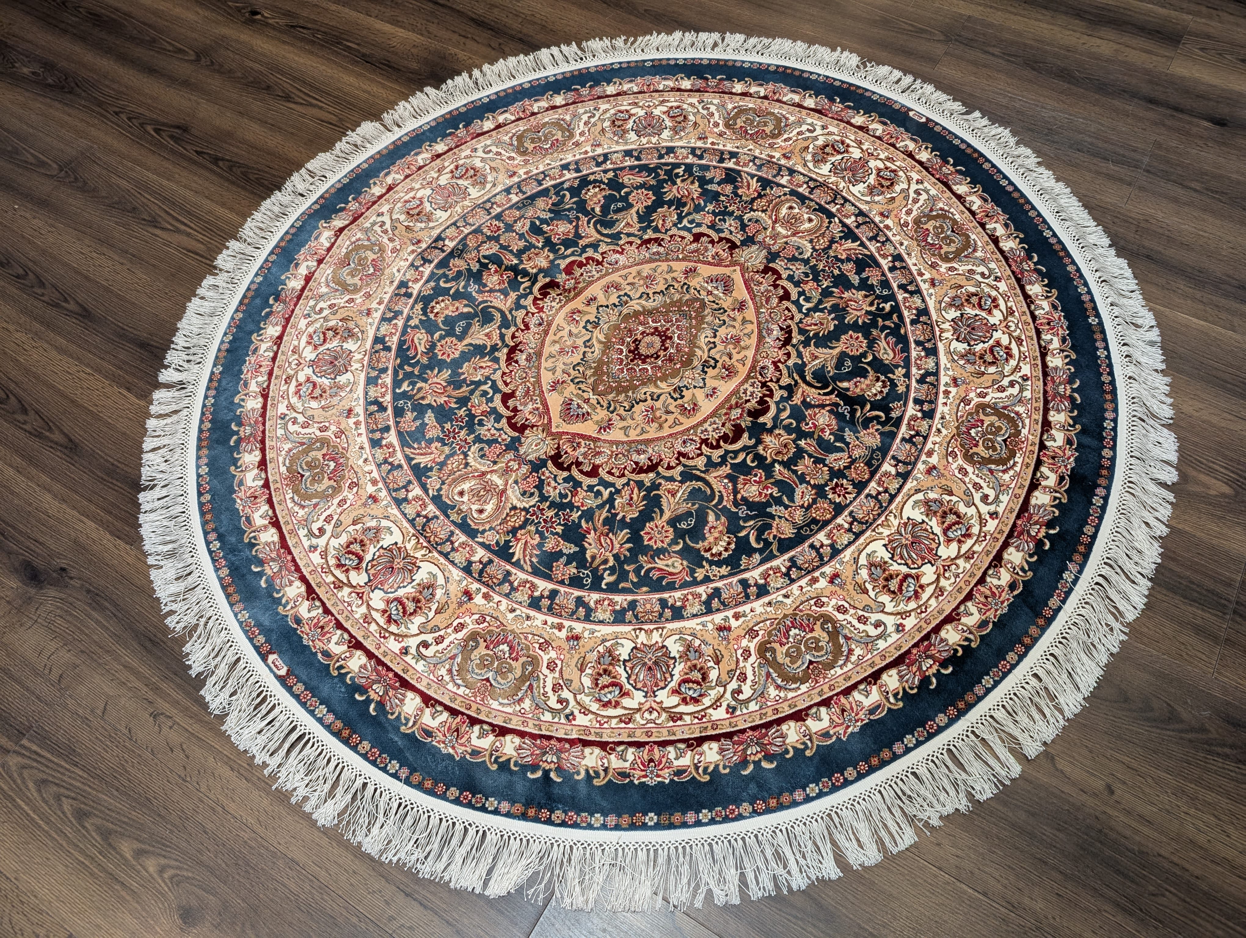 Round Silk Rug 5x5, Silk Oriental Carpet, New, Turkish Silk Rug, Bamboo Silk - Jewel Rugs
