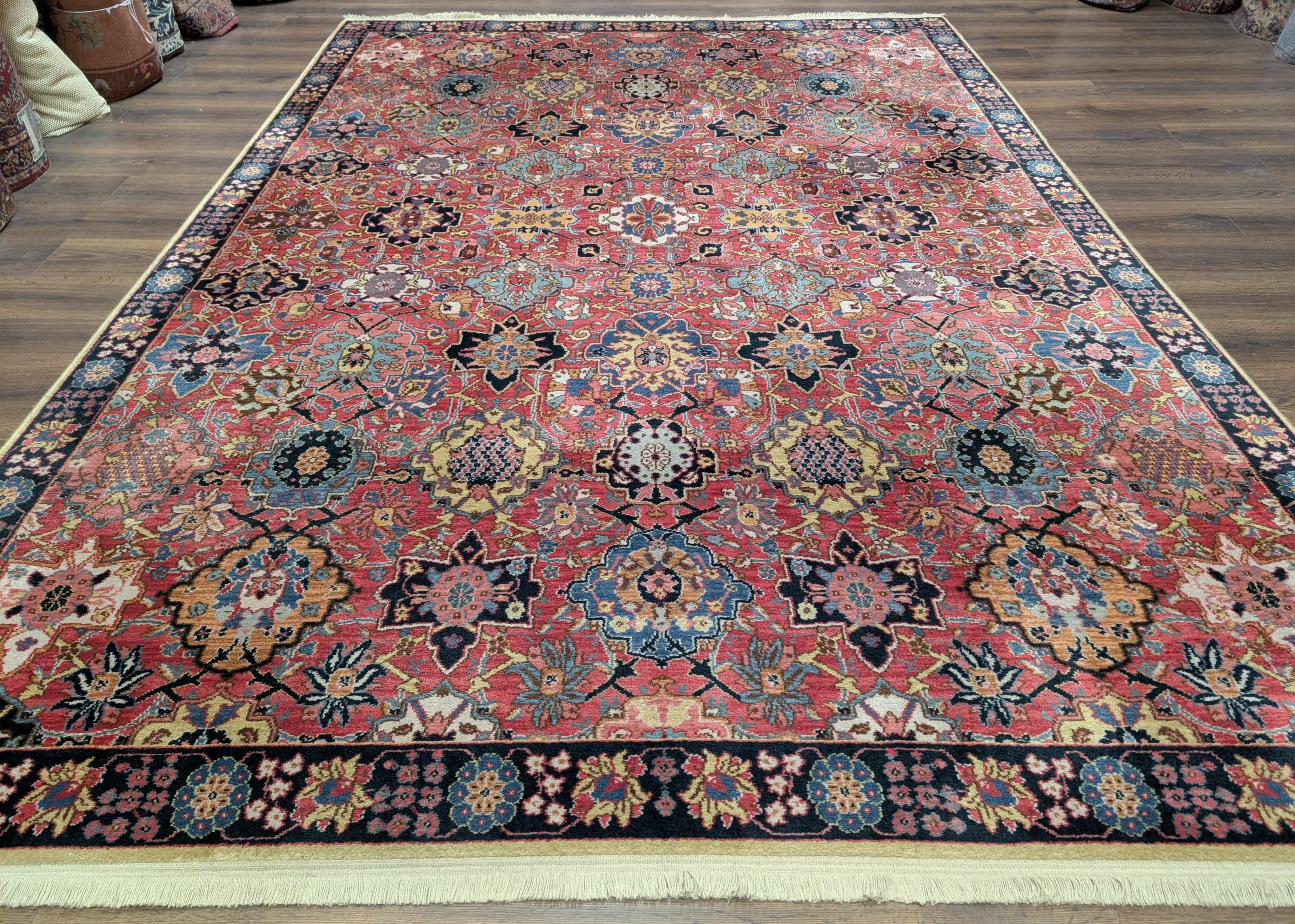 Karastan Rug 8.3 x 11.7, Williamsburg Kerman Vase #557, Wool, Vintage - Jewel Rugs