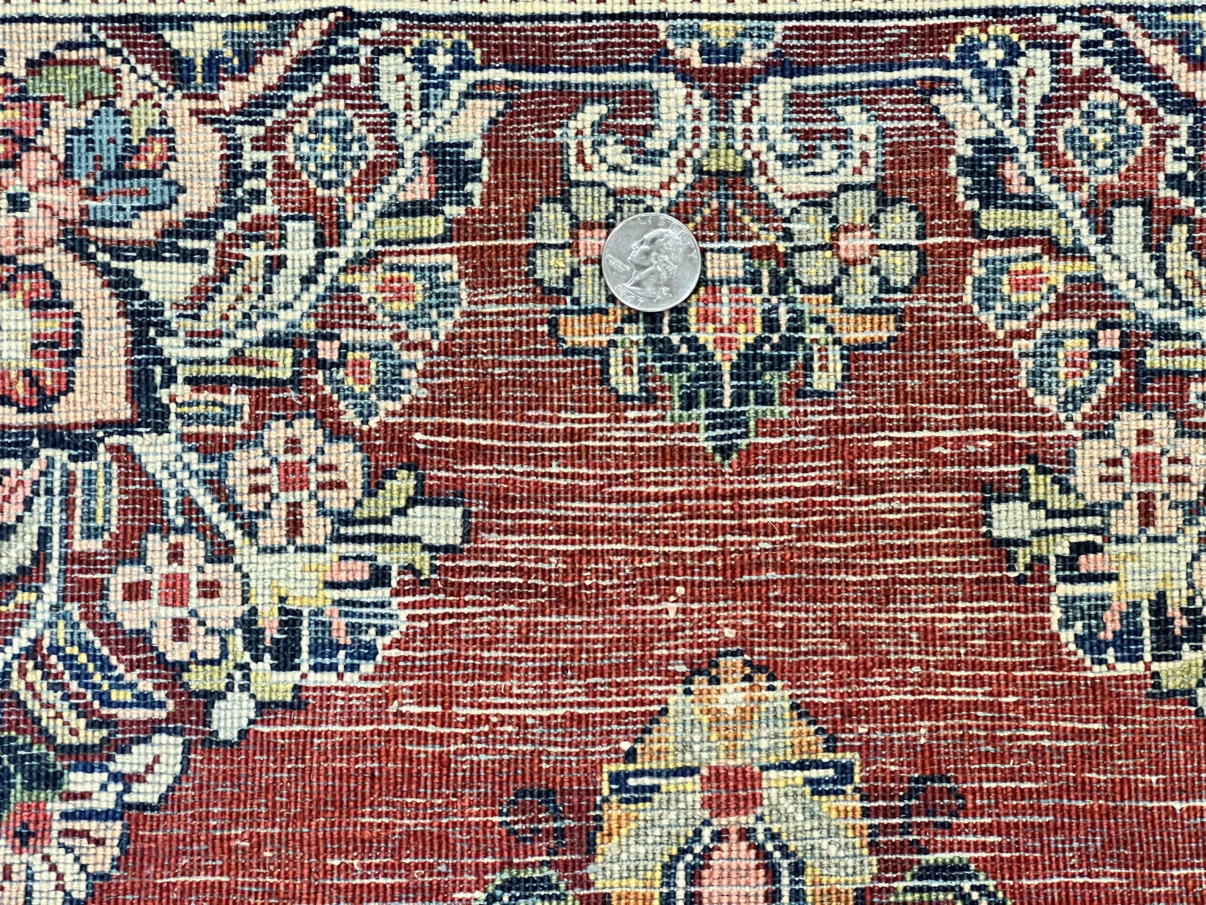 Persian Sarouk Runner Rug 2.7 x 6, Semi Open Field, Red, Handmade Hand Knotted, Wool Oriental Carpet, Vintage Semi Antique - Jewel Rugs