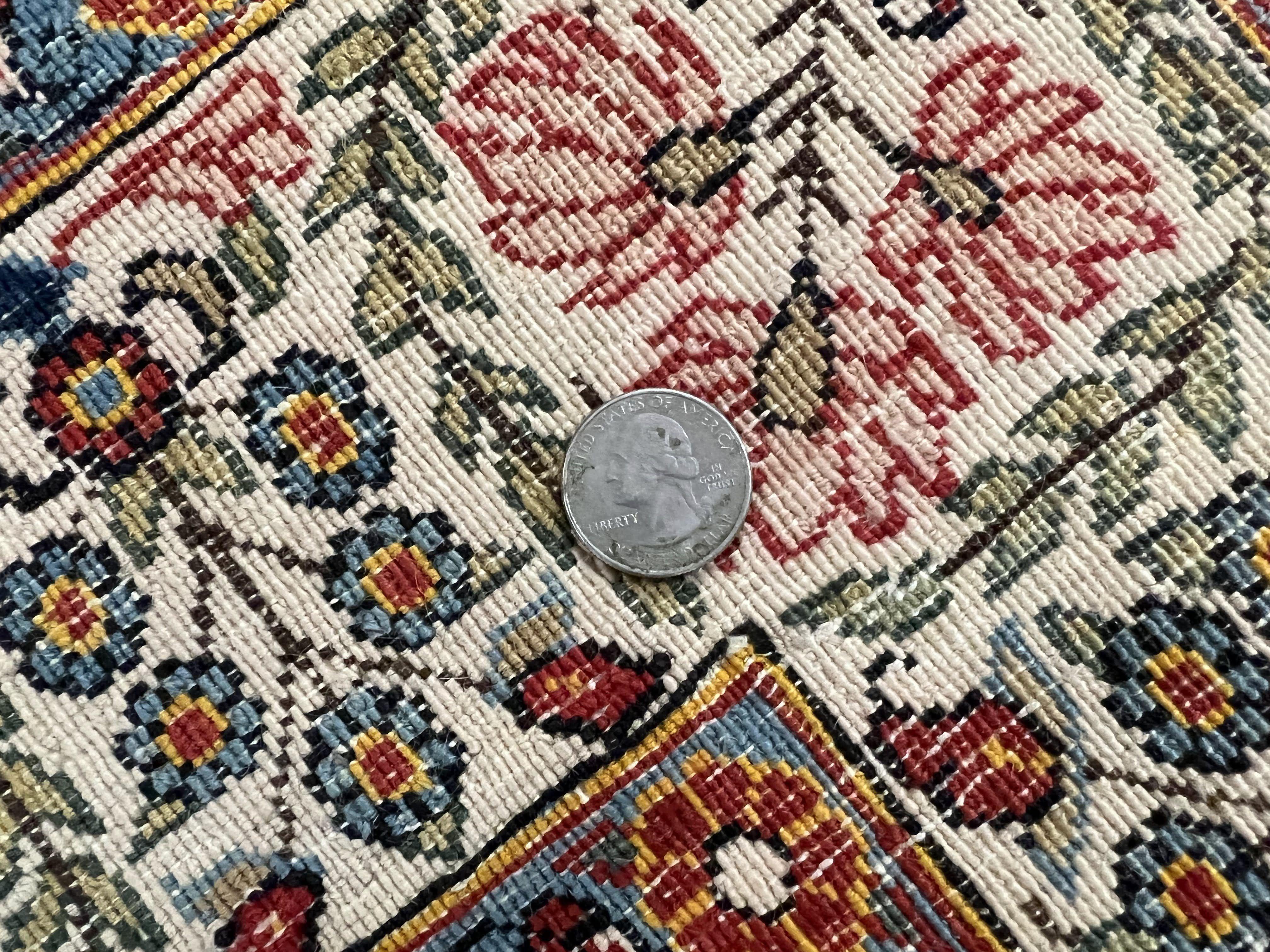 Persian Qum Rug 5x6, Cream Wool Hand Knotted Carpet, Repeated Boteh Paisely Design, Semi Antique Vintage Rug, Very Fine Weave 5 x 6 Rug - Jewel Rugs