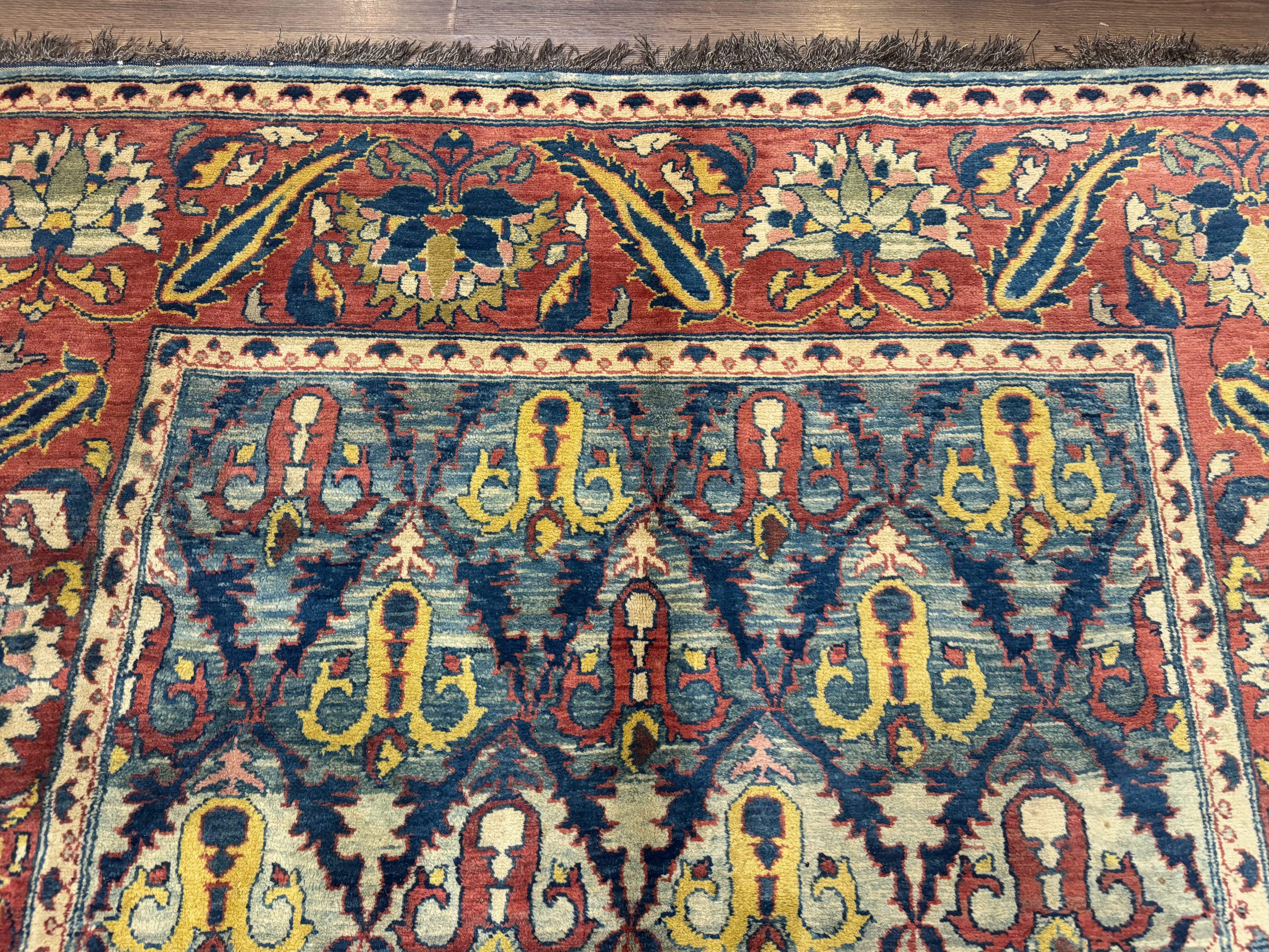 Pak Persian Rug 6x8, Blue Red Multicolor, Unique Design, Hand Knotted, Wool - Jewel Rugs