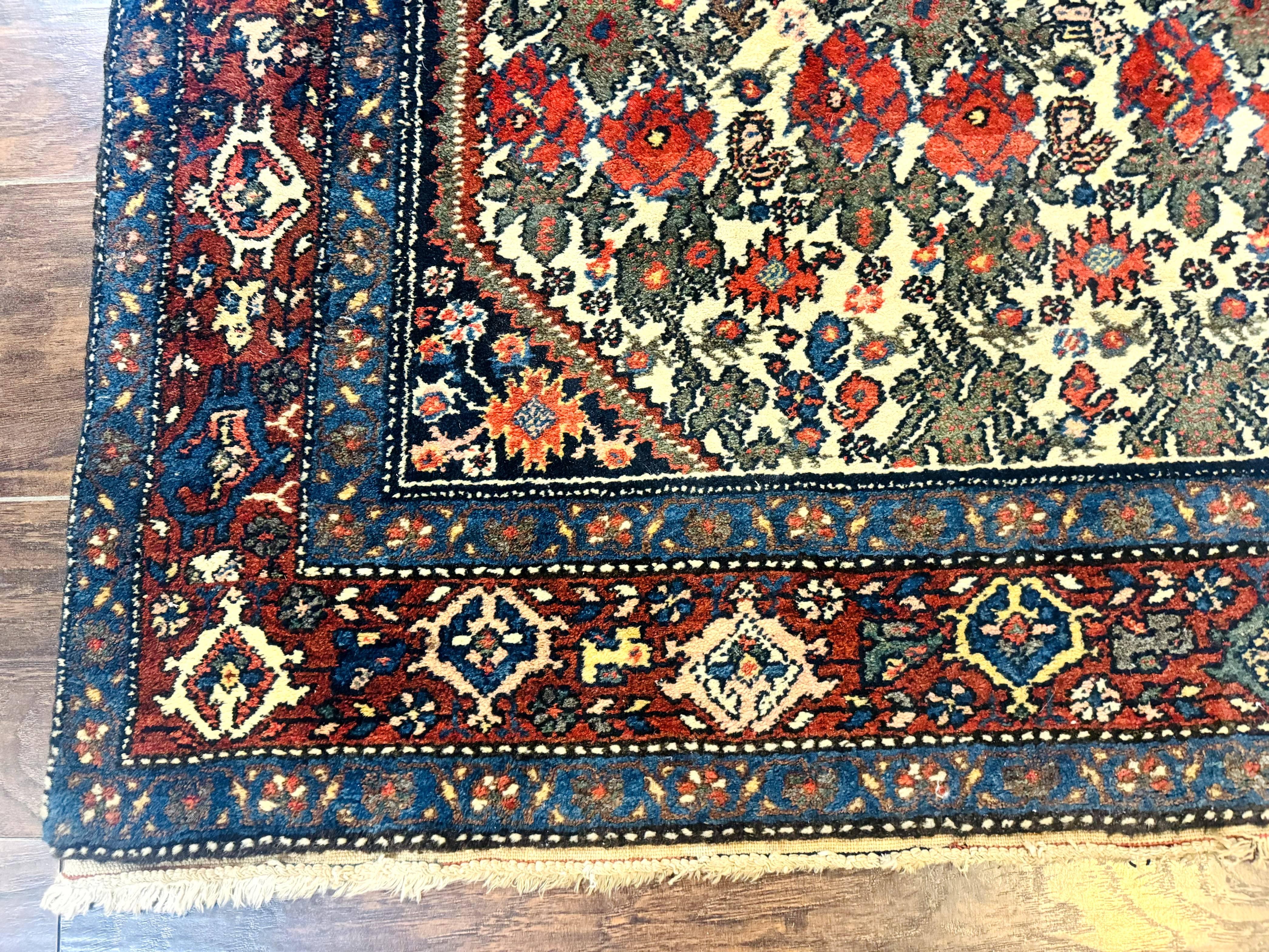 Persian Tribal Rug 3x5, Antique Persian Carpet, Floral Roses, Handmade, Persian Zanjan Rug - Jewel Rugs