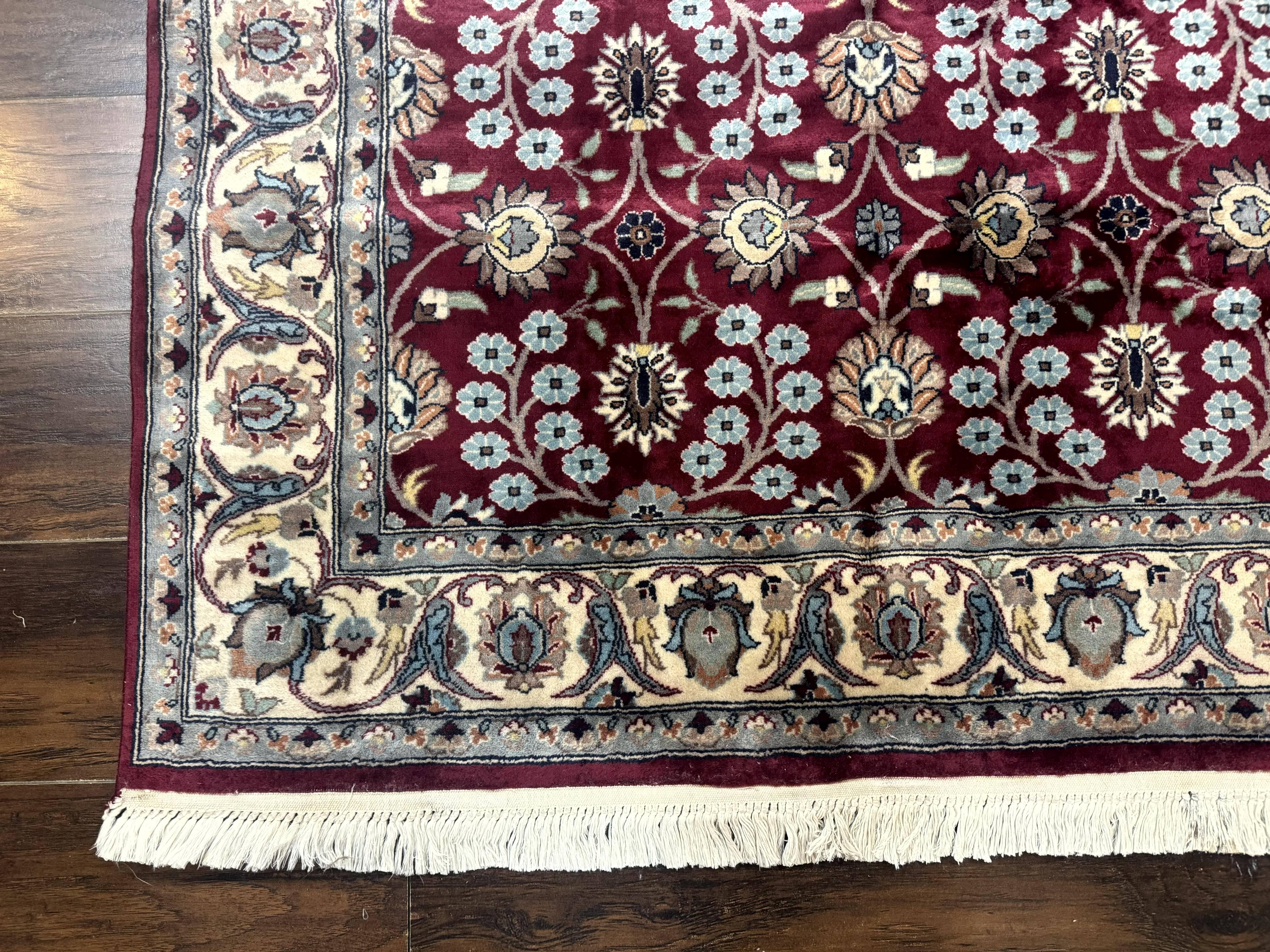 Pak Persian Rug 4x6, Floral Allover, Vintage Wool Carpet, Plum and Ivory - Jewel Rugs