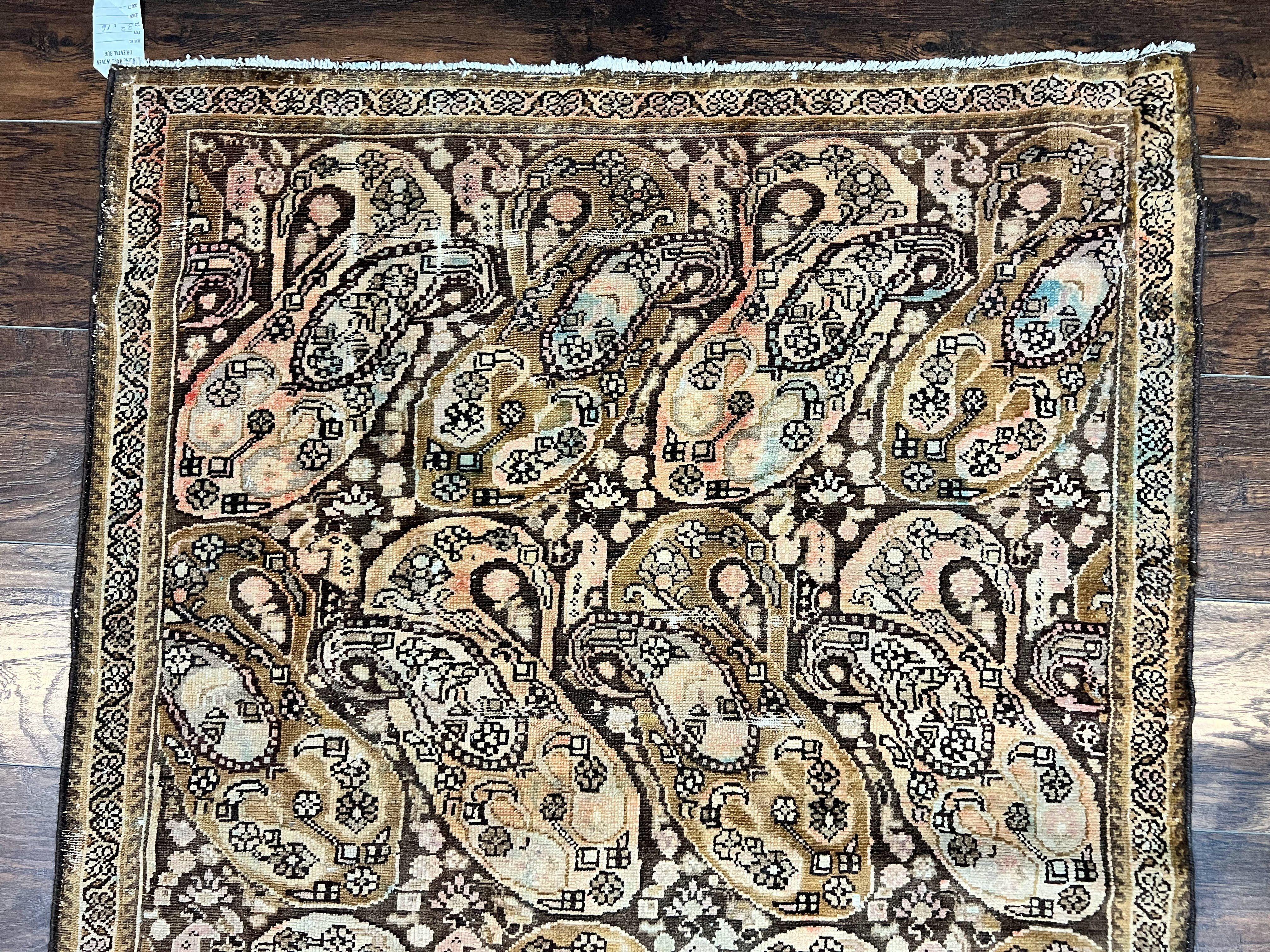 Antique Persian Malayer Runner Rug 3x16, Repeated Boteh Paisley Design, Rare Rug, 1920s Antique Oriental Carpet, Wool Handmade Hand Knotted 3 x 16 ft Rug - Jewel Rugs