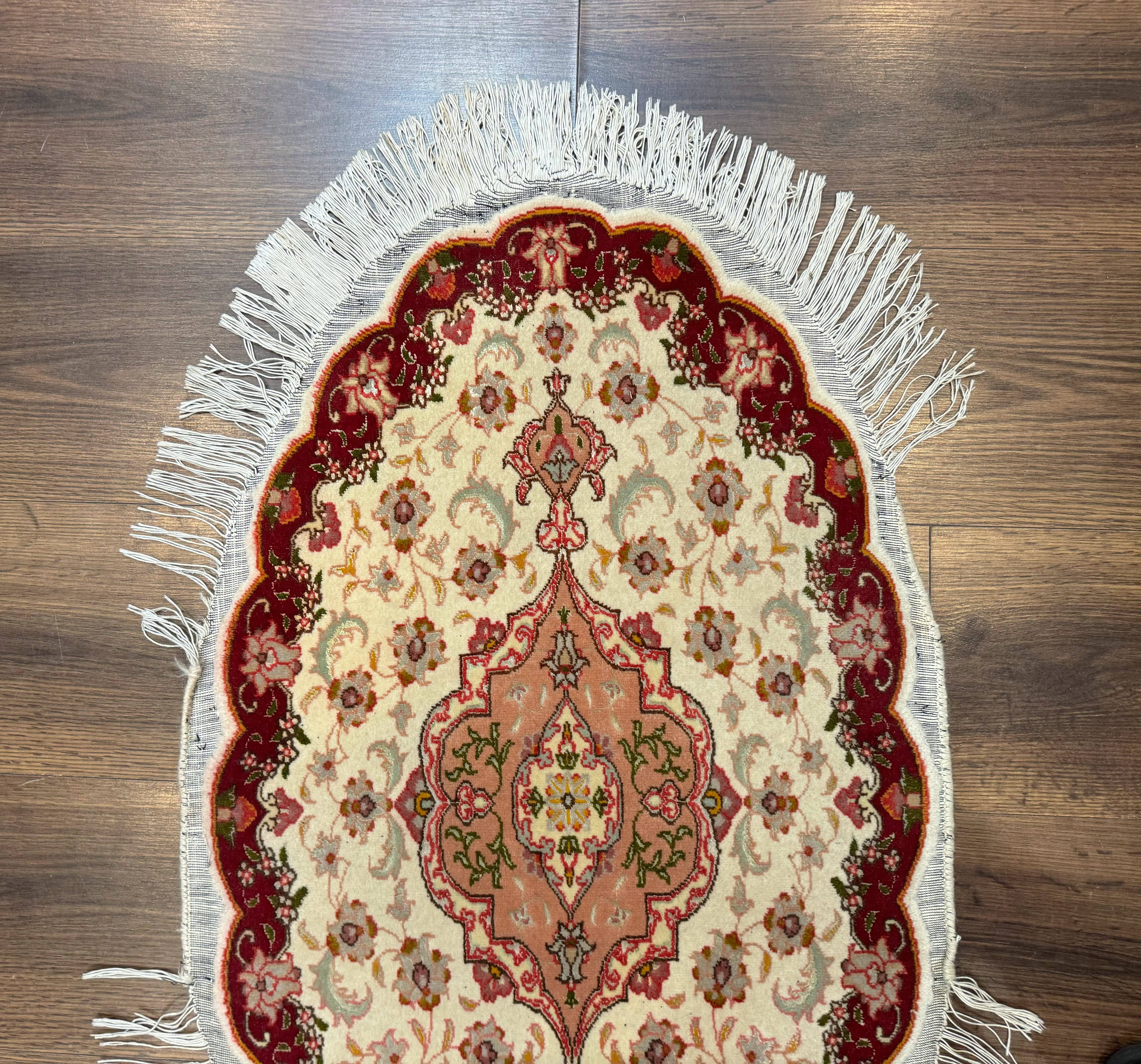 Small Oval Persian Tabriz Rug 2x4, Kork Wool and Silk Highlights, Fine 260 KPSI - Jewel Rugs