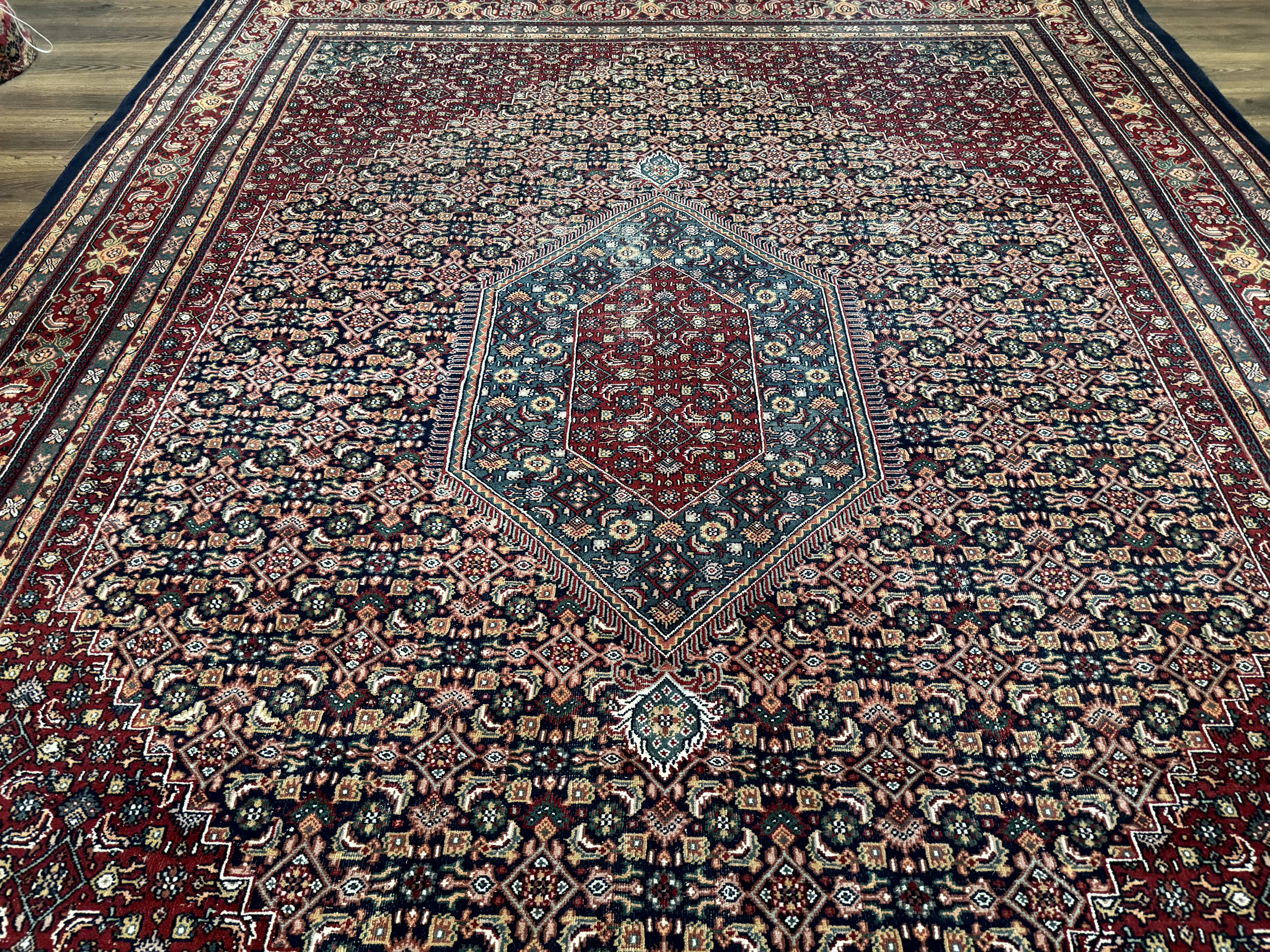 Indo Persian Bidjar Rug 9x12 Wool Handmade Carpet Dark Blue - Jewel Rugs