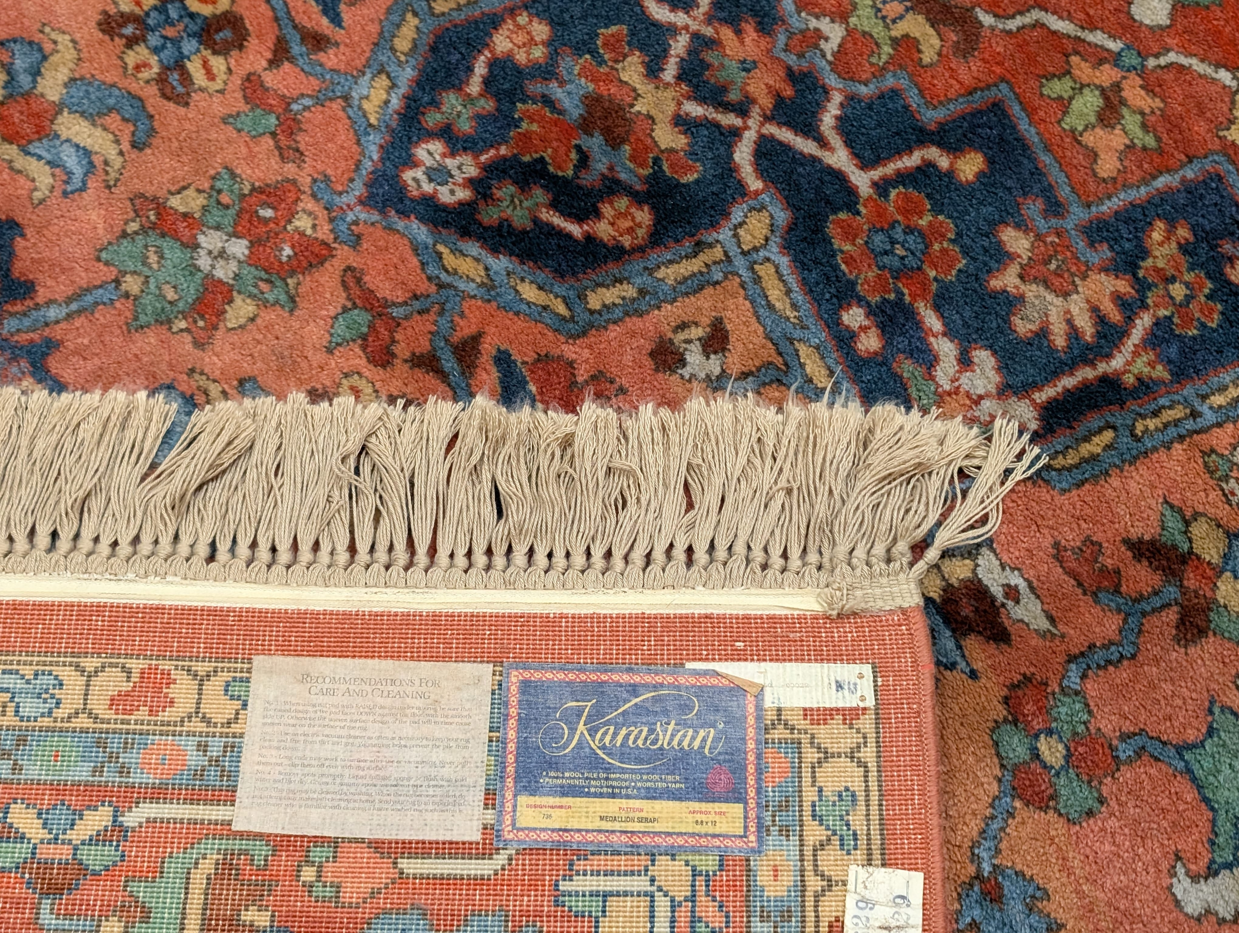 Karastan Rug 8.8 x 12 Medallion Serapi #736, Wool, Vintage, Rare - Jewel Rugs