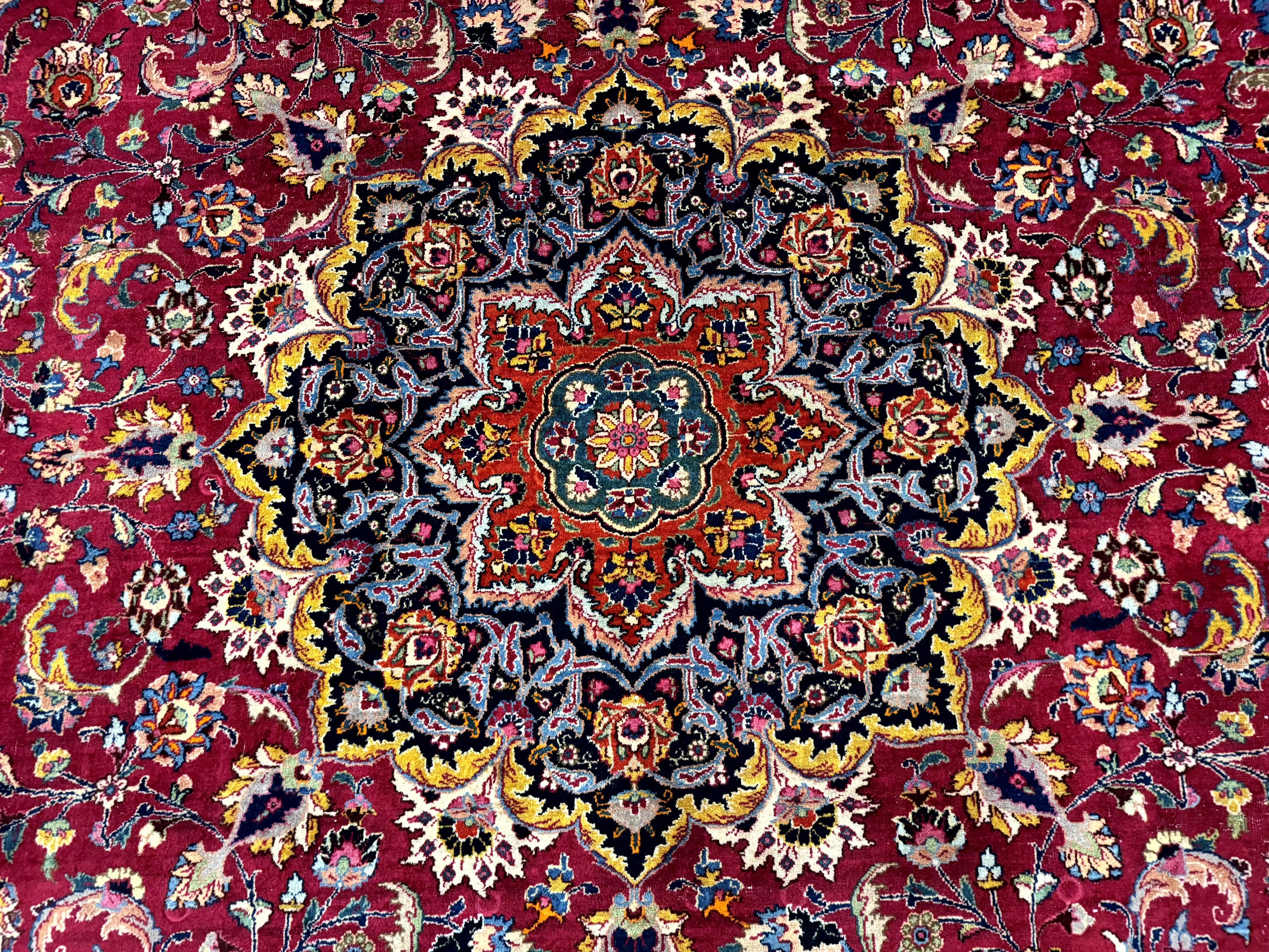 Red Persian Mashad Rug 10x13 - Floral Medallion Signed By Masterweaver - Jewel Rugs