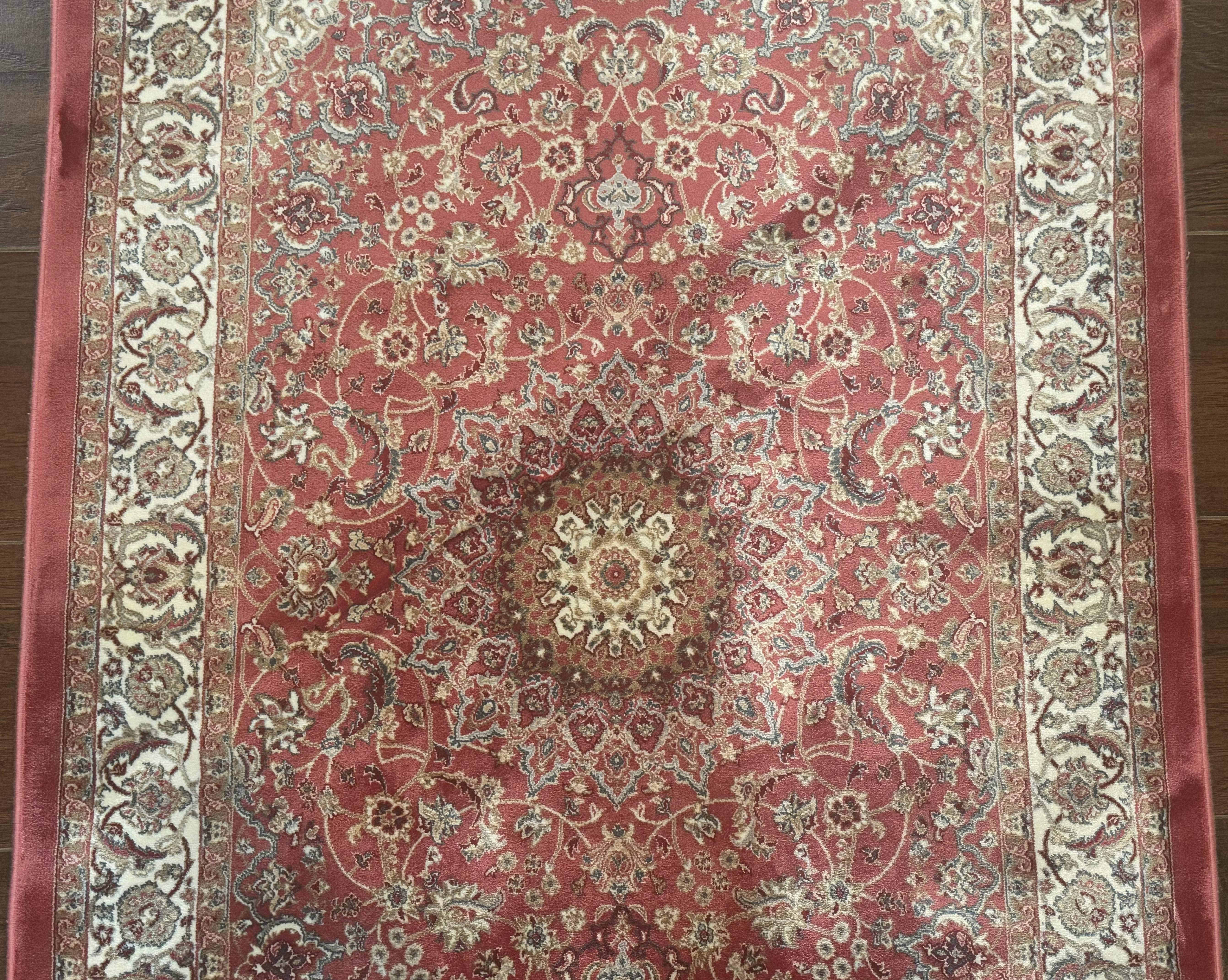 Turkish Silk Rug 2.6 x 4, Medallion, Pink and Ivory, Fine, Bamboo Silk - Jewel Rugs