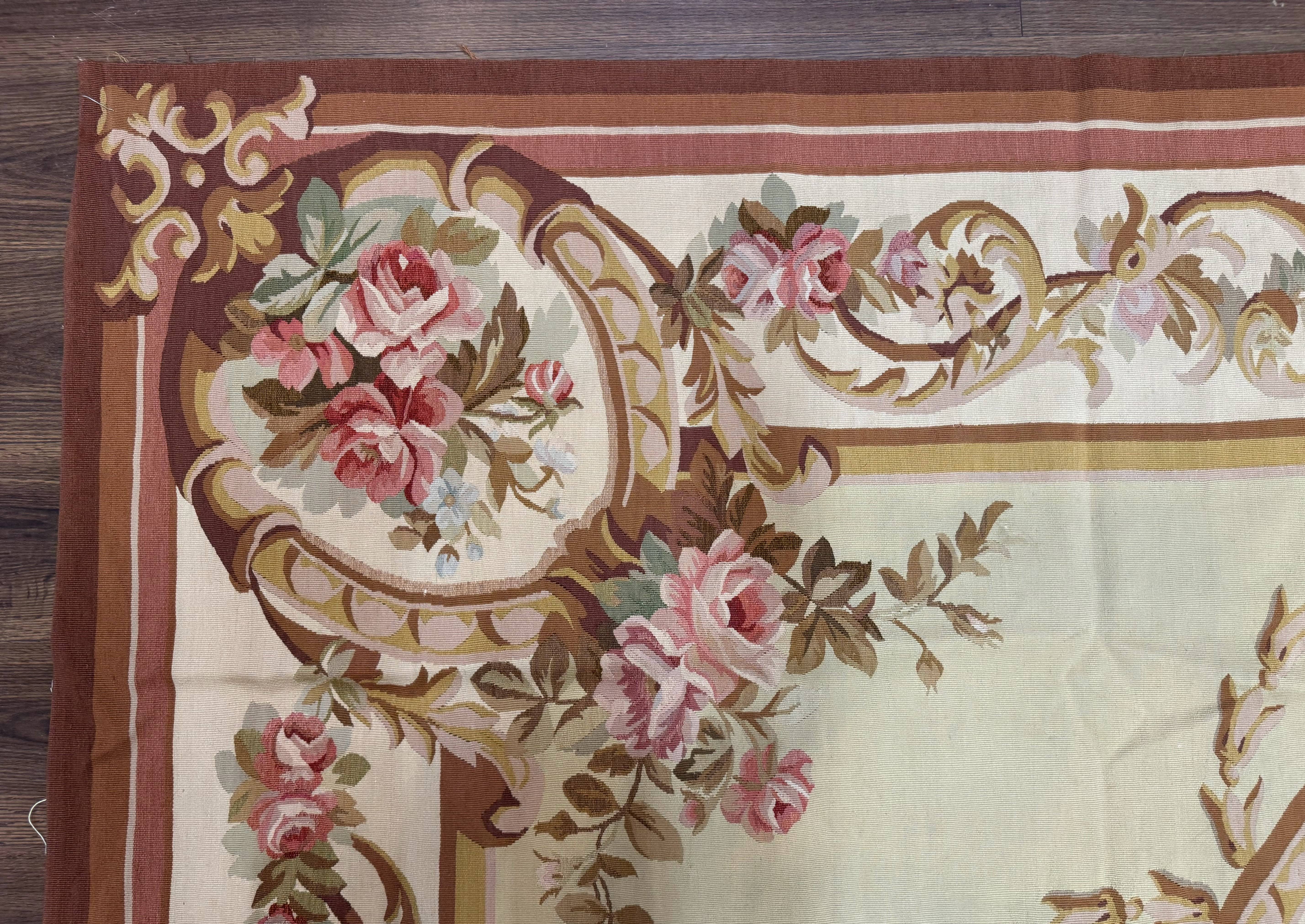 Large Aubusson Rug 10x14, European Elegant French Design, Floral Carpet - Jewel Rugs