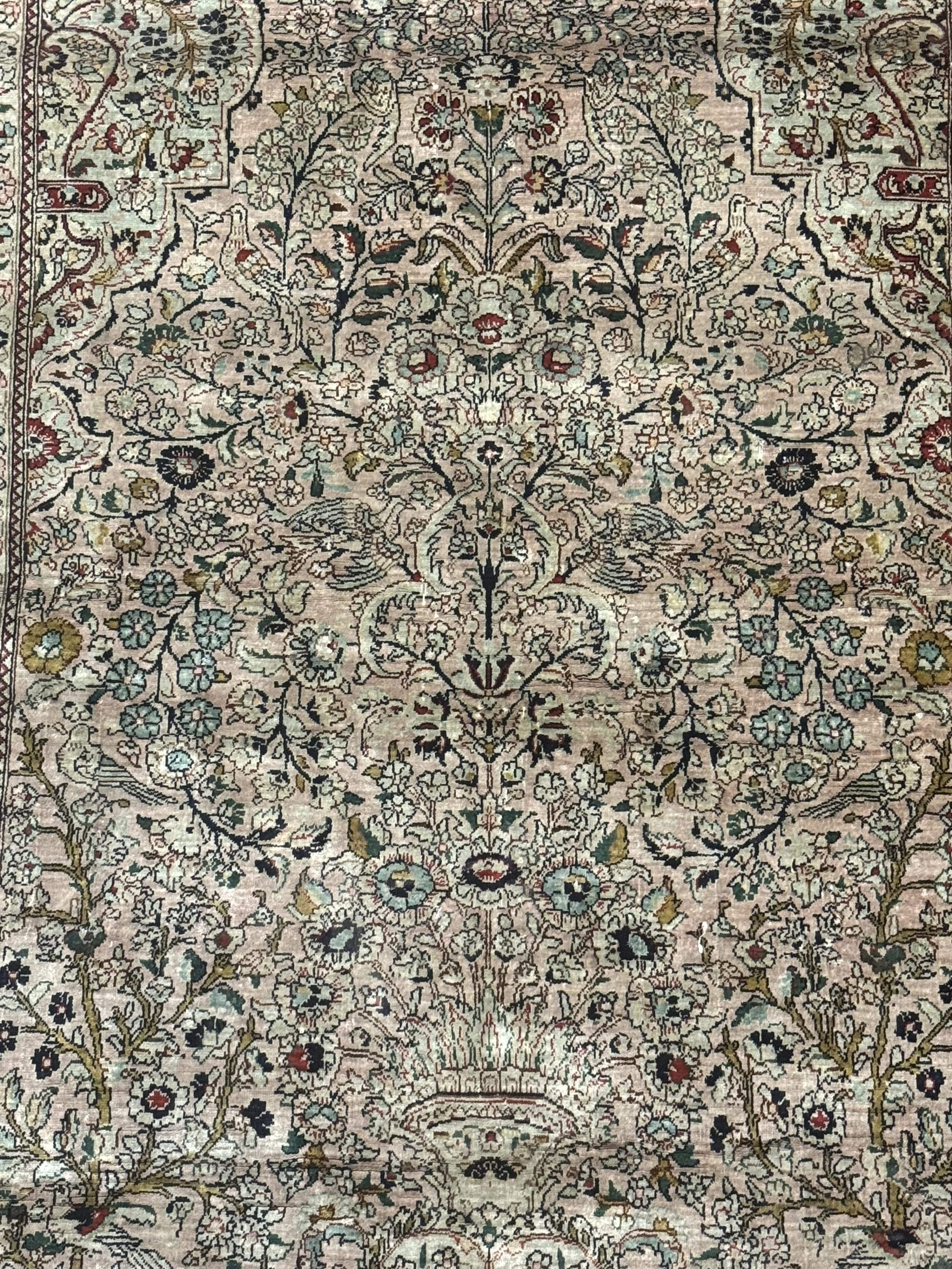 Sino Persian Silk Tree of Life Rug 3x5, Very Fine 550 KPSI, Taupe - Jewel Rugs