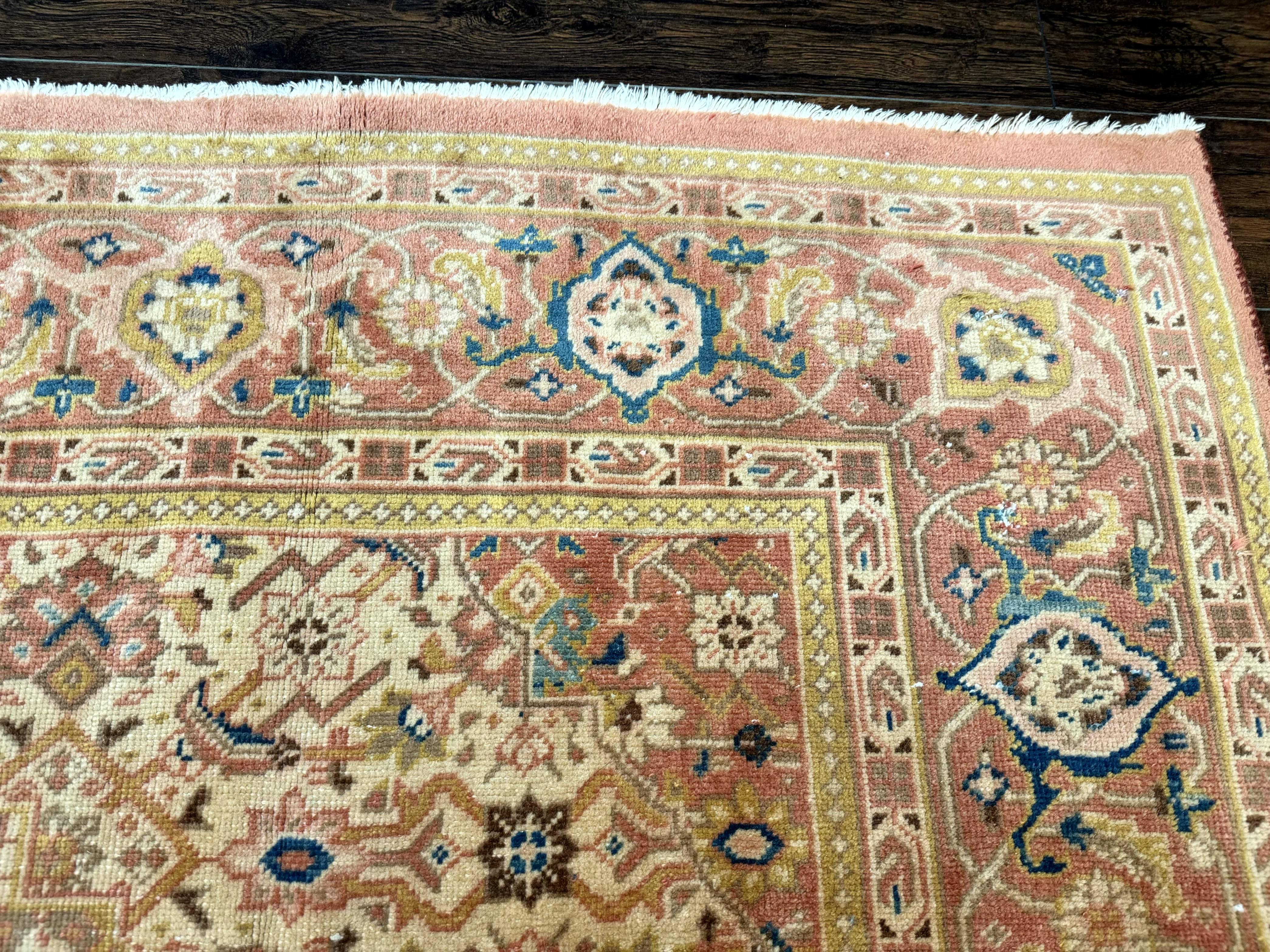 Antique Persian Tabriz Khoy Rug 8x10, Handmade Wool Carpet, Light Green Beige, Vintage Rug for Modern Home - Jewel Rugs