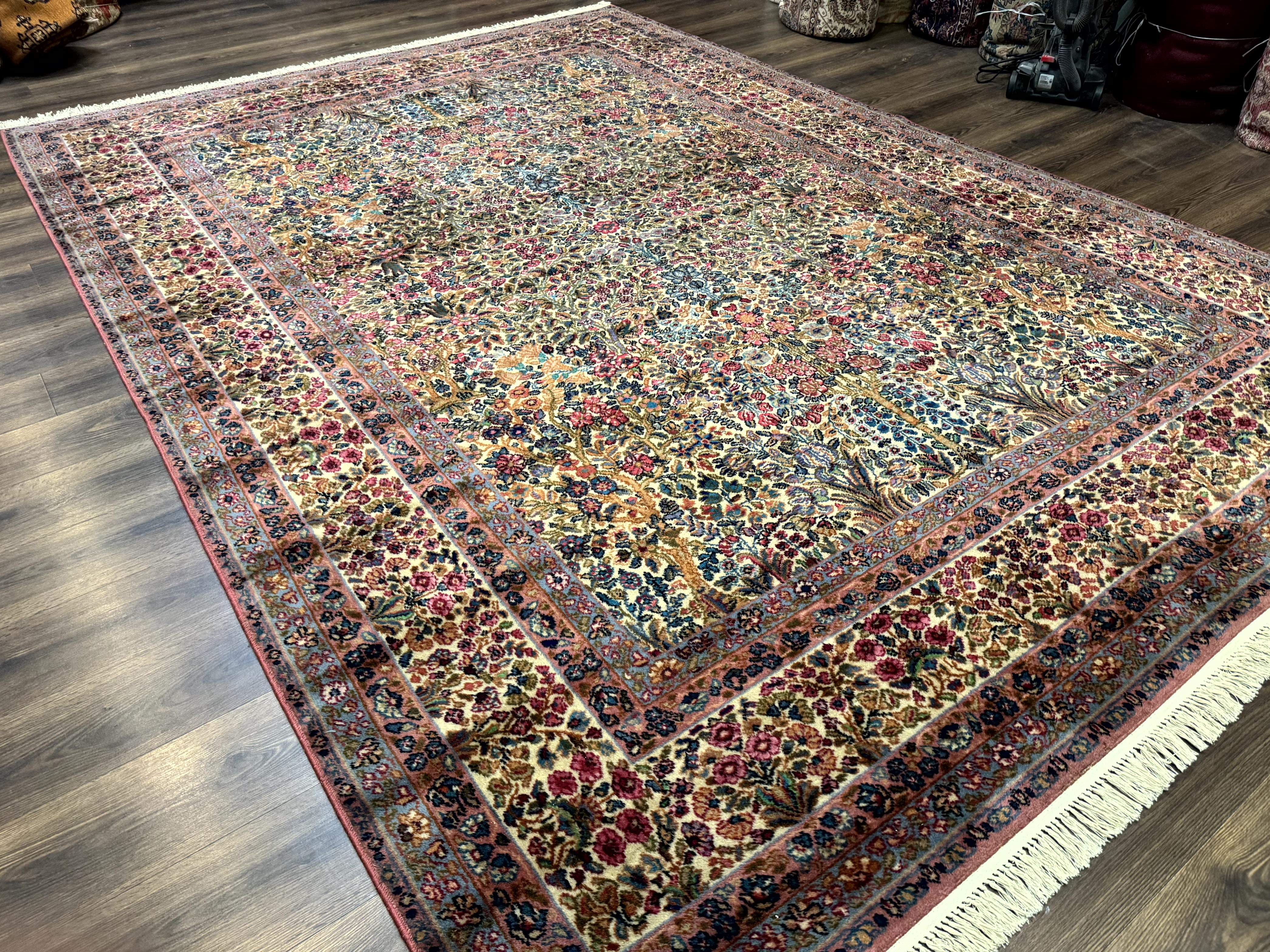 Karastan Rug 9x12, Lanamar Kirman #5519, Wool Antique Floral Karastan Carpet, Tree of Life Design - Jewel Rugs