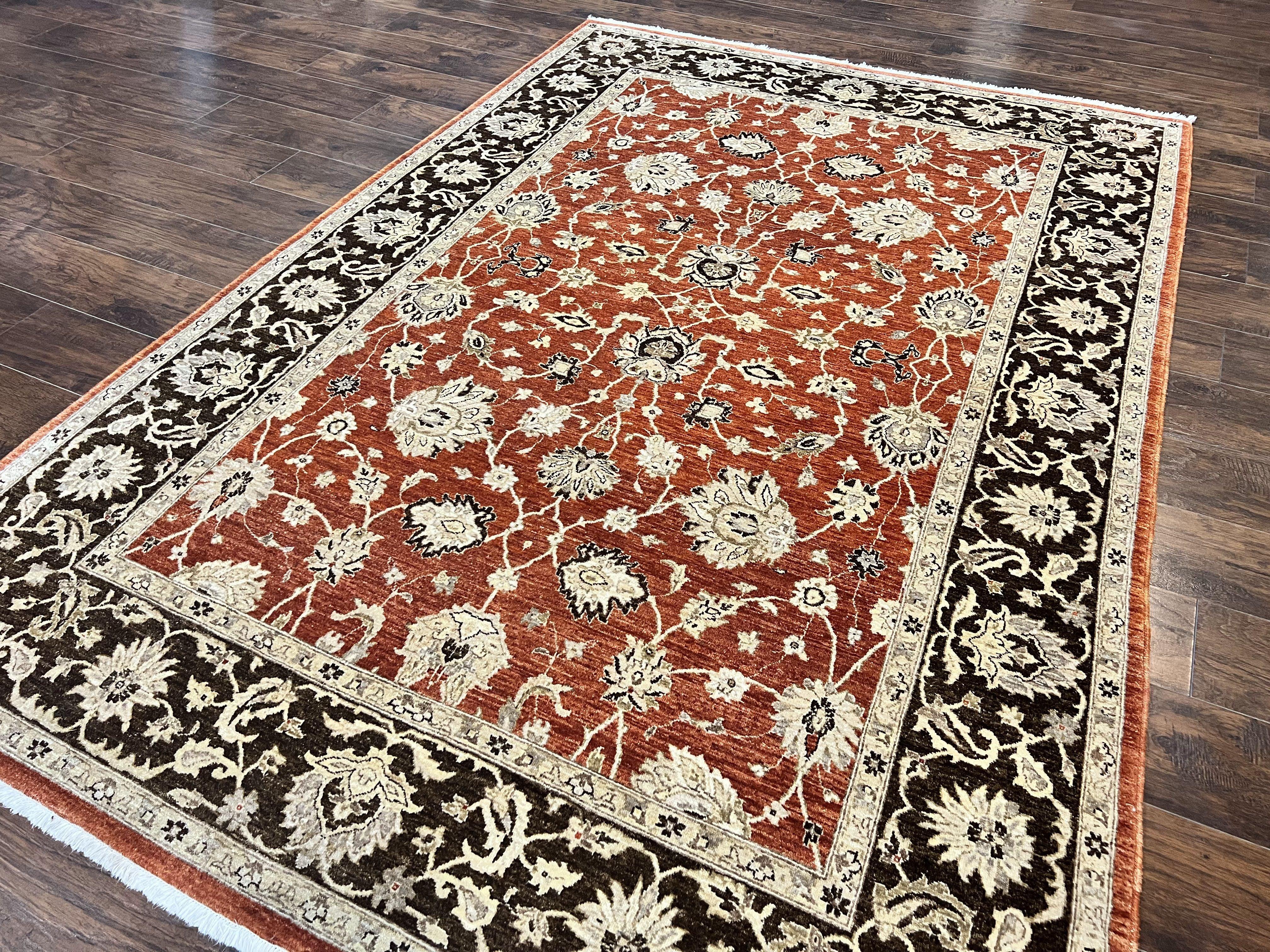 Pakistani Oriental Rug 6x9, Red, Floral Allover, Handmade Wool Rug, Peshawar Chobi Rug, Pak Persian Carpet 6 x 9 - Jewel Rugs