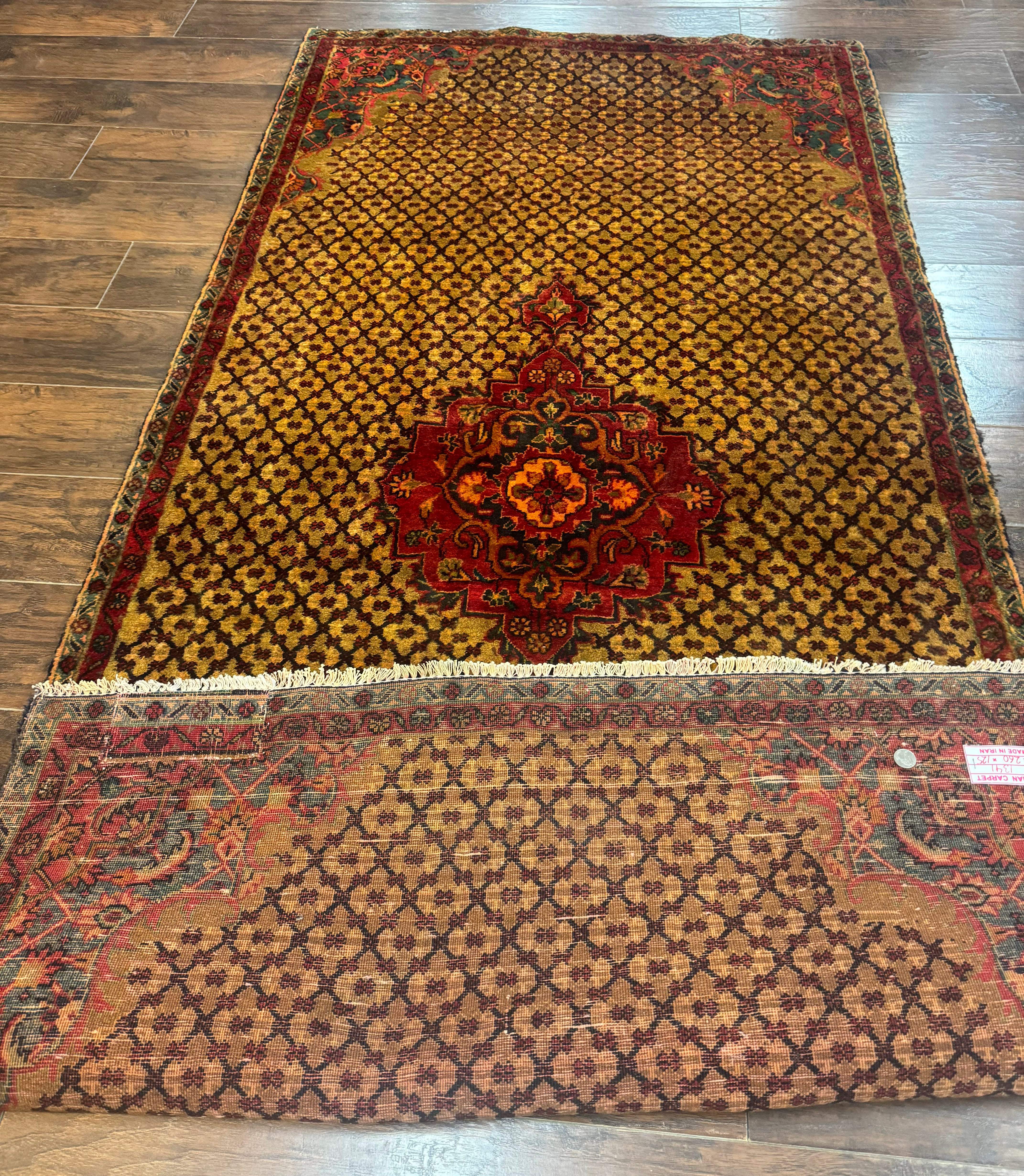 Persian Kurdish Koliai Runner Rug 4x9 – Camel Hair and Red, Wool Antique Tribal Carpet - Jewel Rugs