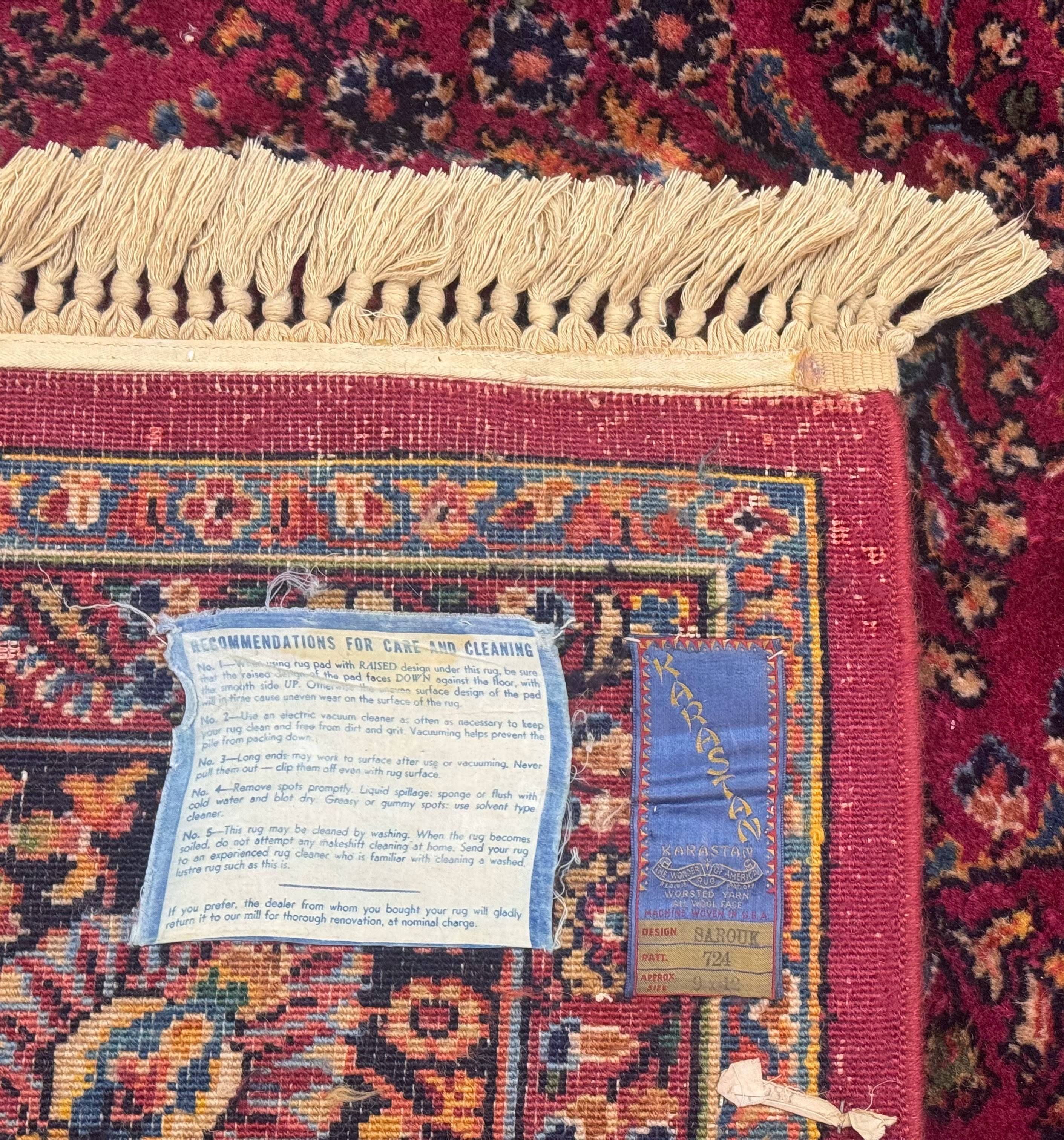 9x12 Karastan Sarouk Rug #724, Antique Karastan Wool Carpet, Discontinued Vintage Original 700 Series, Rare Hard to Find - Jewel Rugs