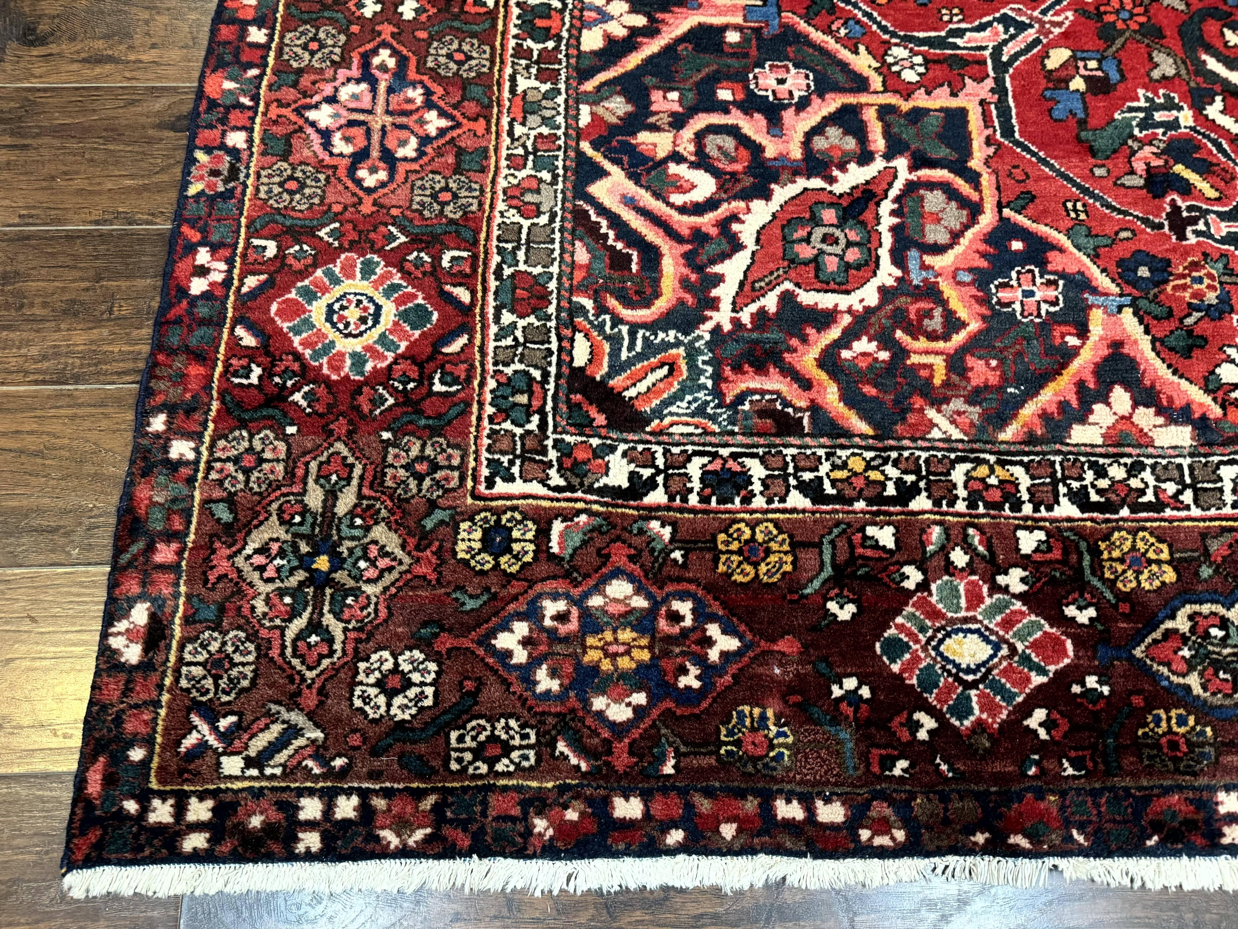 Rare Persian Bakhtiari Rug 10x13, Red, Semi Antique, Large Persian Carpet, Handmade - Jewel Rugs