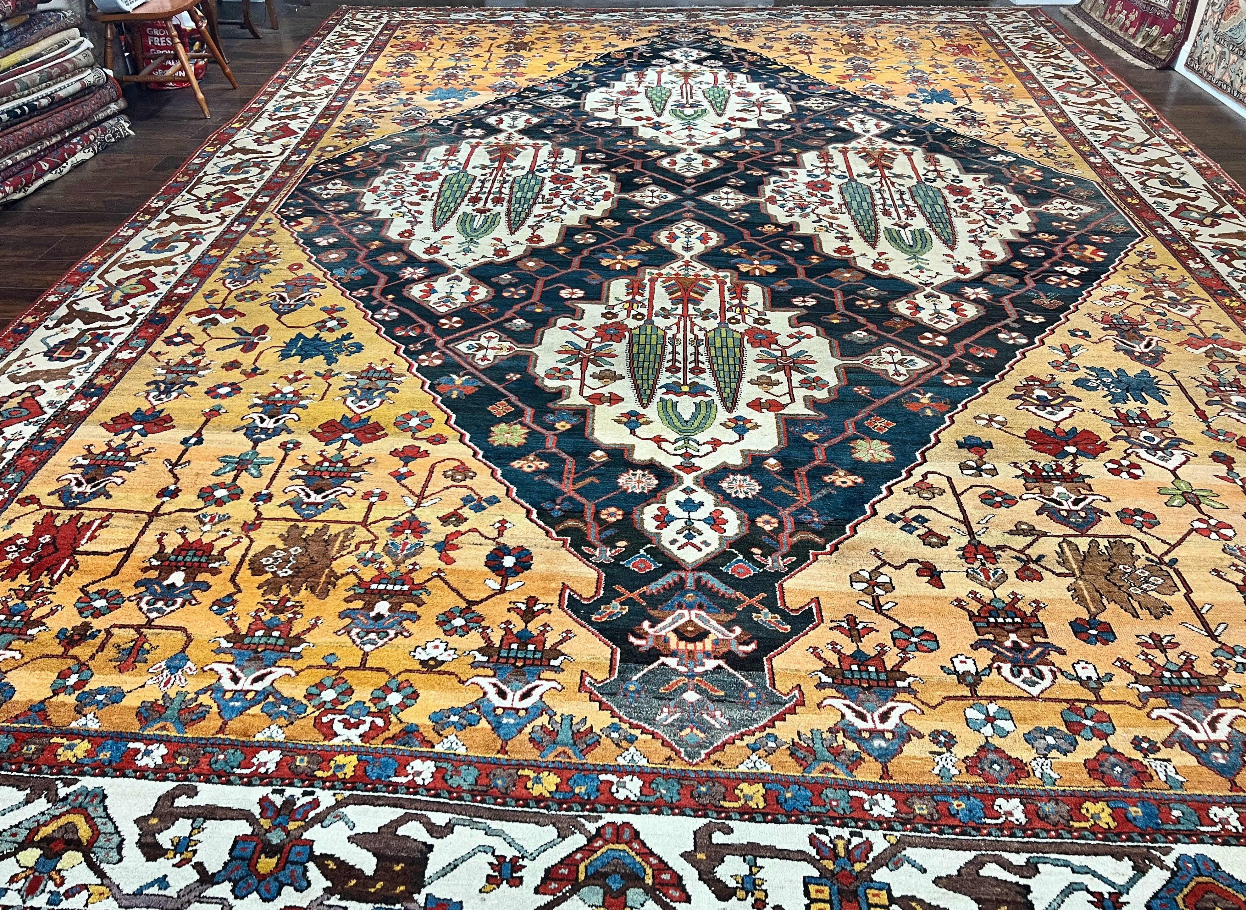 Antique Persian Bakhtiari Rug 14x19 – Rare Palace Size Carpet - Jewel Rugs