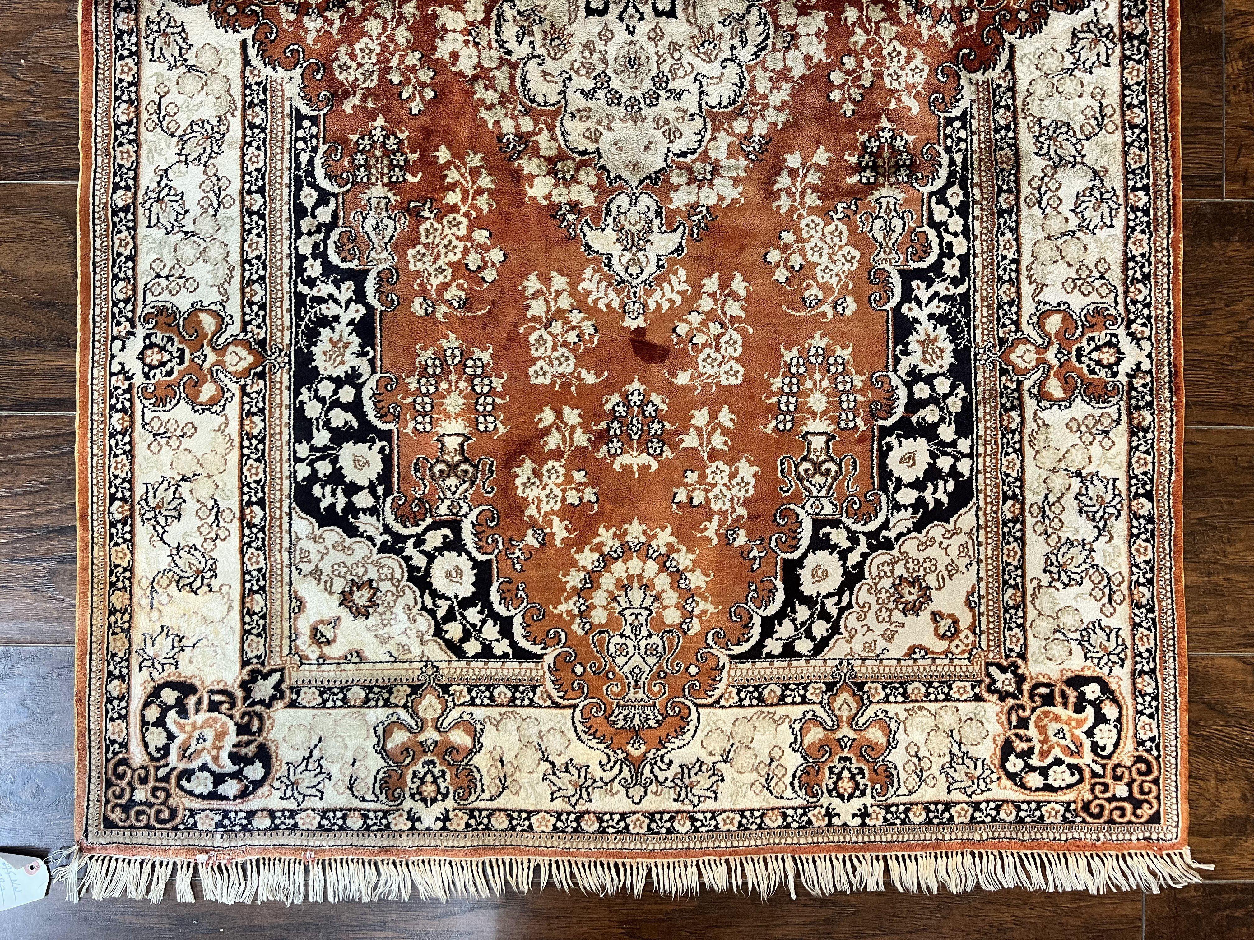 Turkish Silk Rug 3x5, Very Fine 400 KPSI, Floral Medallion, Handmade Hand Knotted Silk on Silk Oriental Carpet - Jewel Rugs