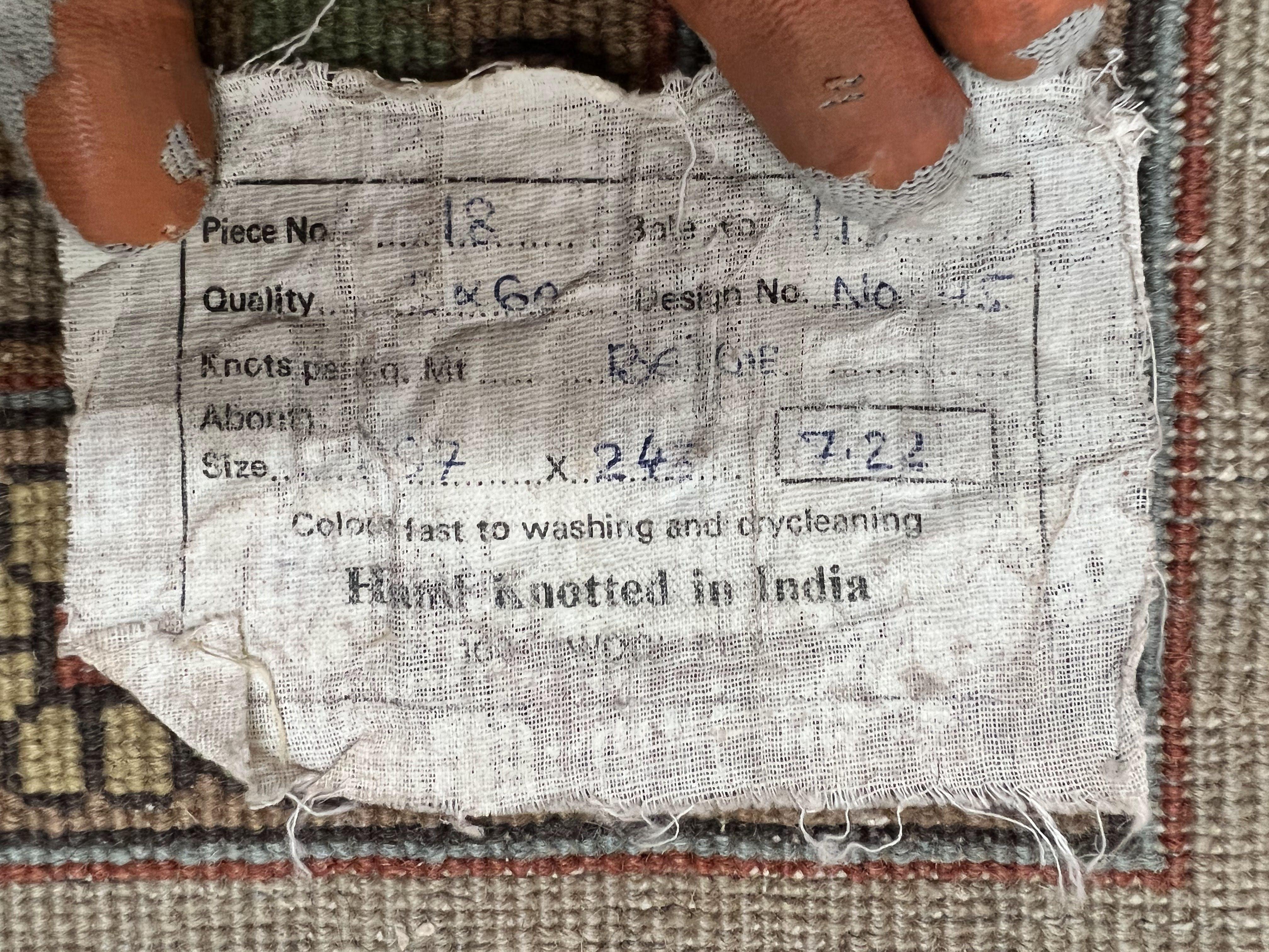 Indian Agra Rug 8x10, Wool Vintage Handmade Carpet, Gray Brown - Jewel Rugs