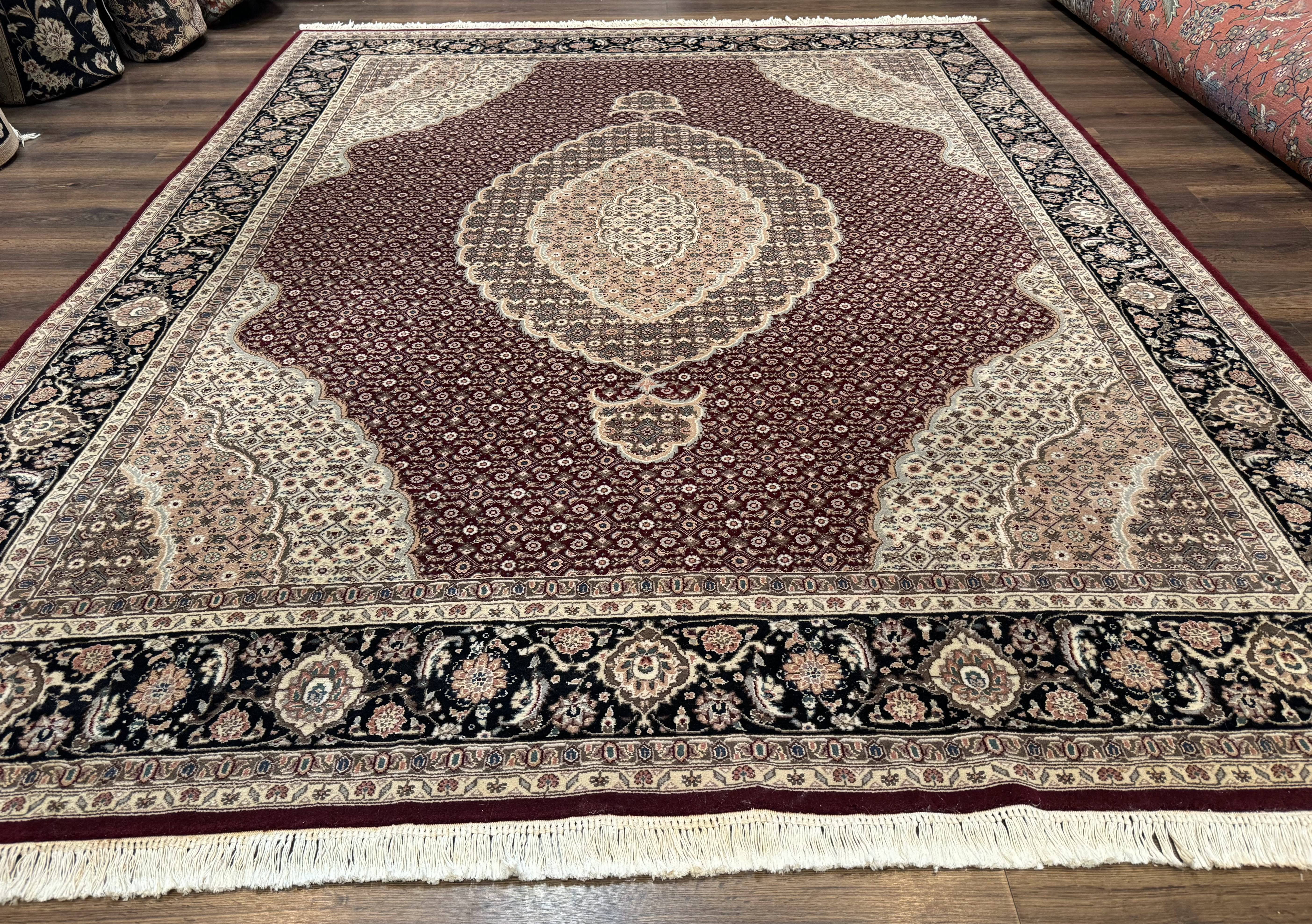 Sino Persian Rug 8x10, Herati, Elegant Oriental Carpet, Dark Maroon - Jewel Rugs