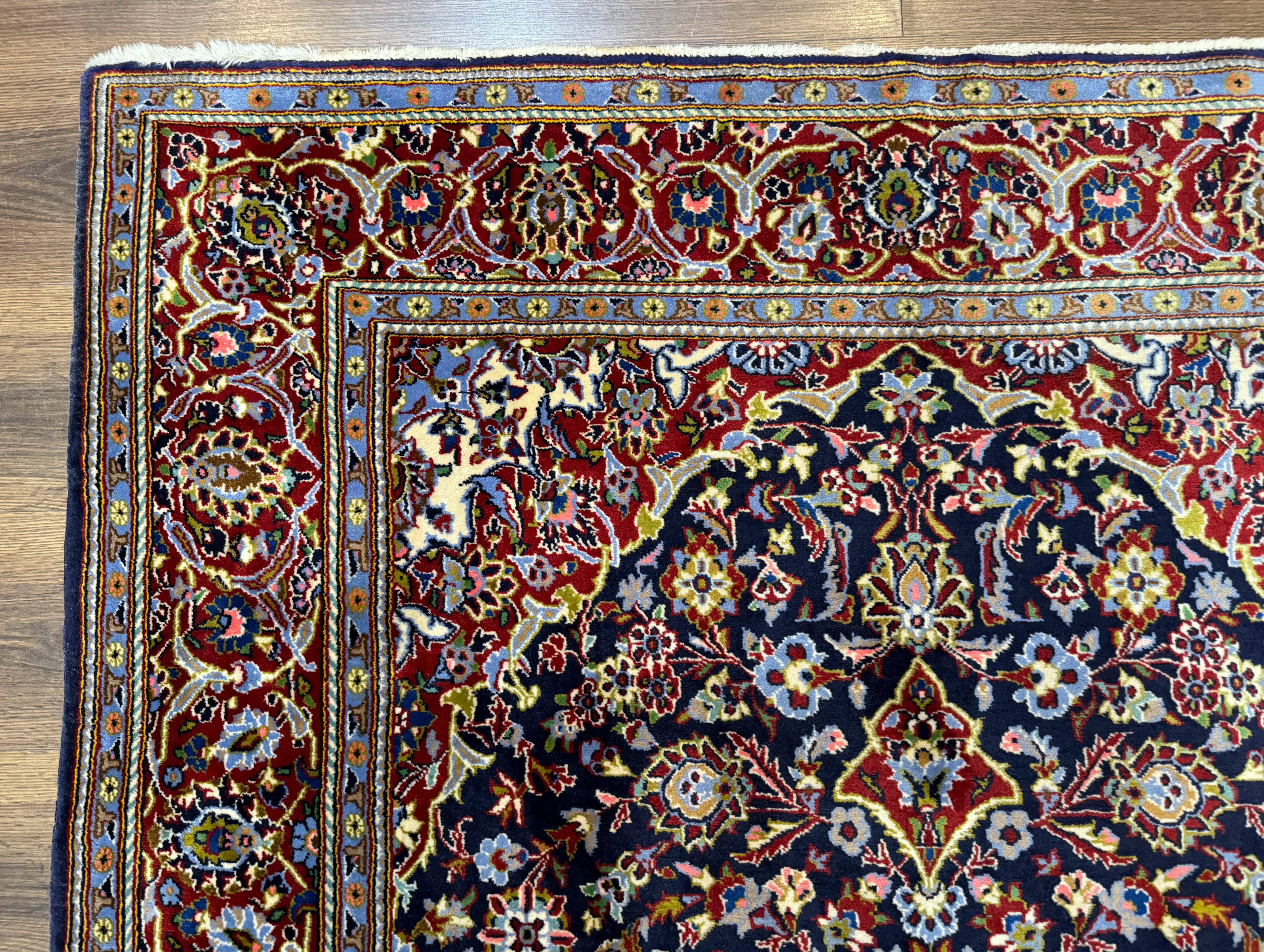 Navy Blue Persian Kashan Rug 5x7, Antique, Wool Hand Knotted Carpet - Jewel Rugs