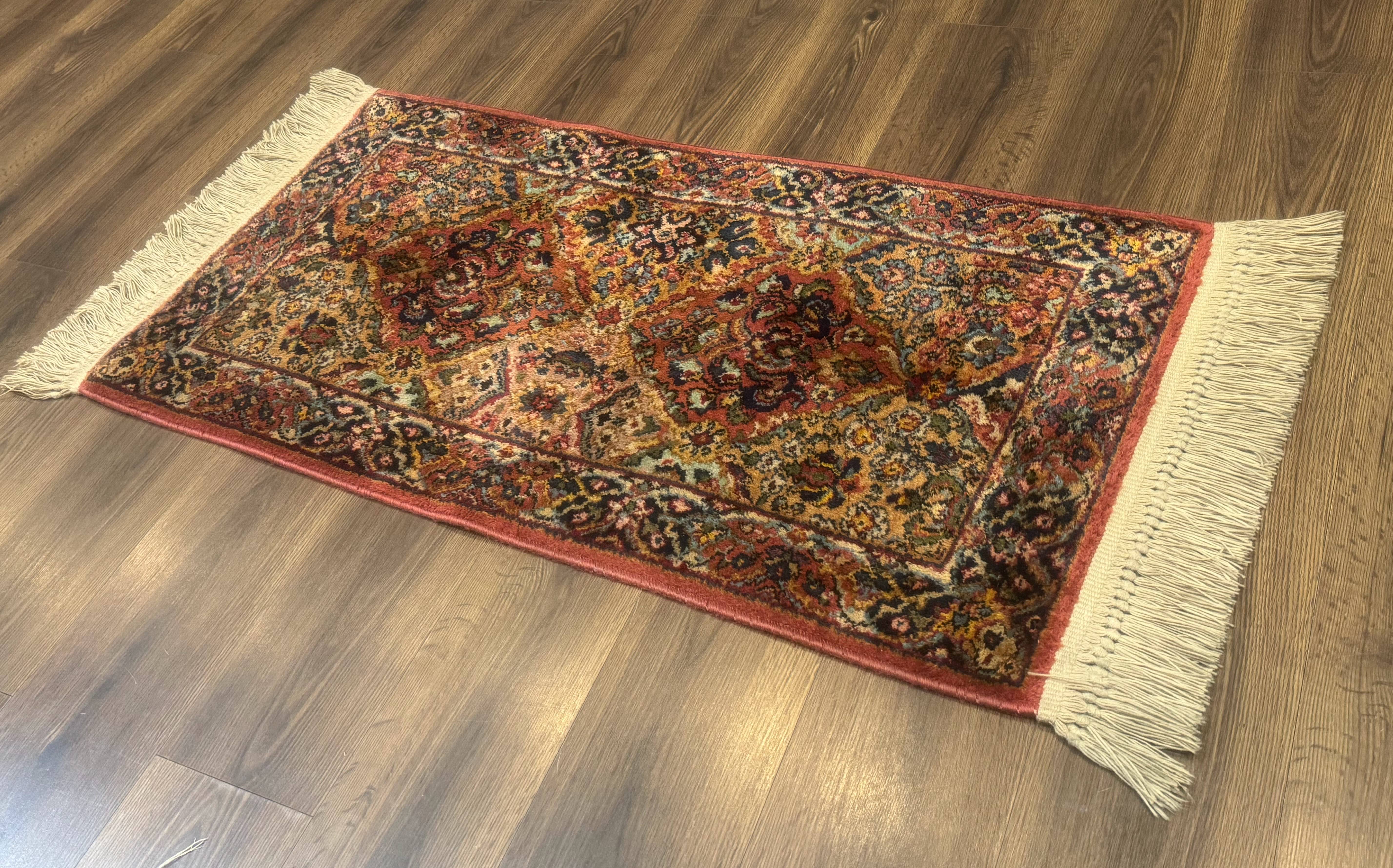 Karastan Rug 2x4 Multicolor Panel Kirman #717, Original 700 Series, Wool Pile Vintage Discontinued - Jewel Rugs