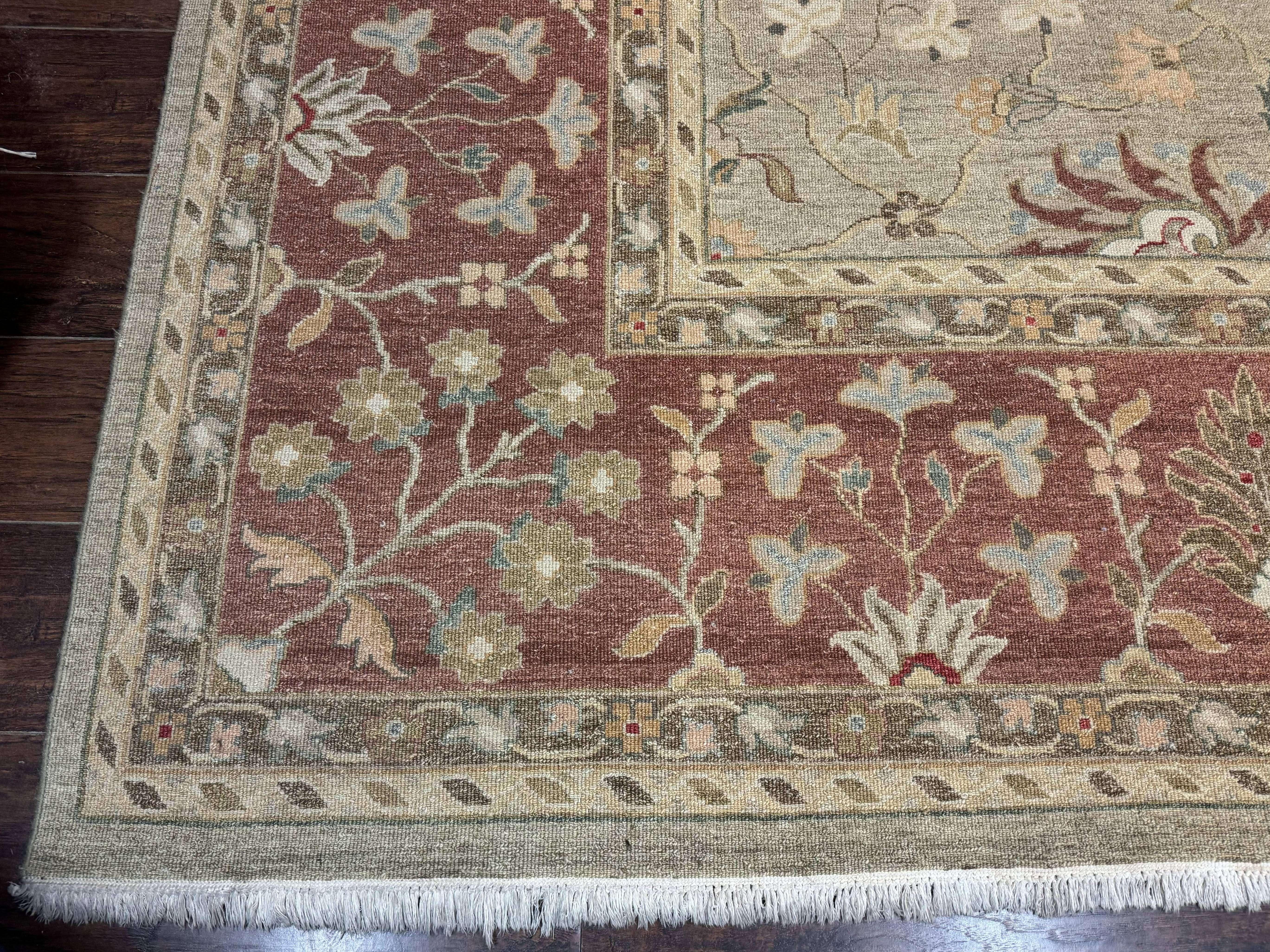 Large Turkish Soumak Rug 10x14, Flatweave Dhurrie, Handmade, Light Green and Salmon - Jewel Rugs