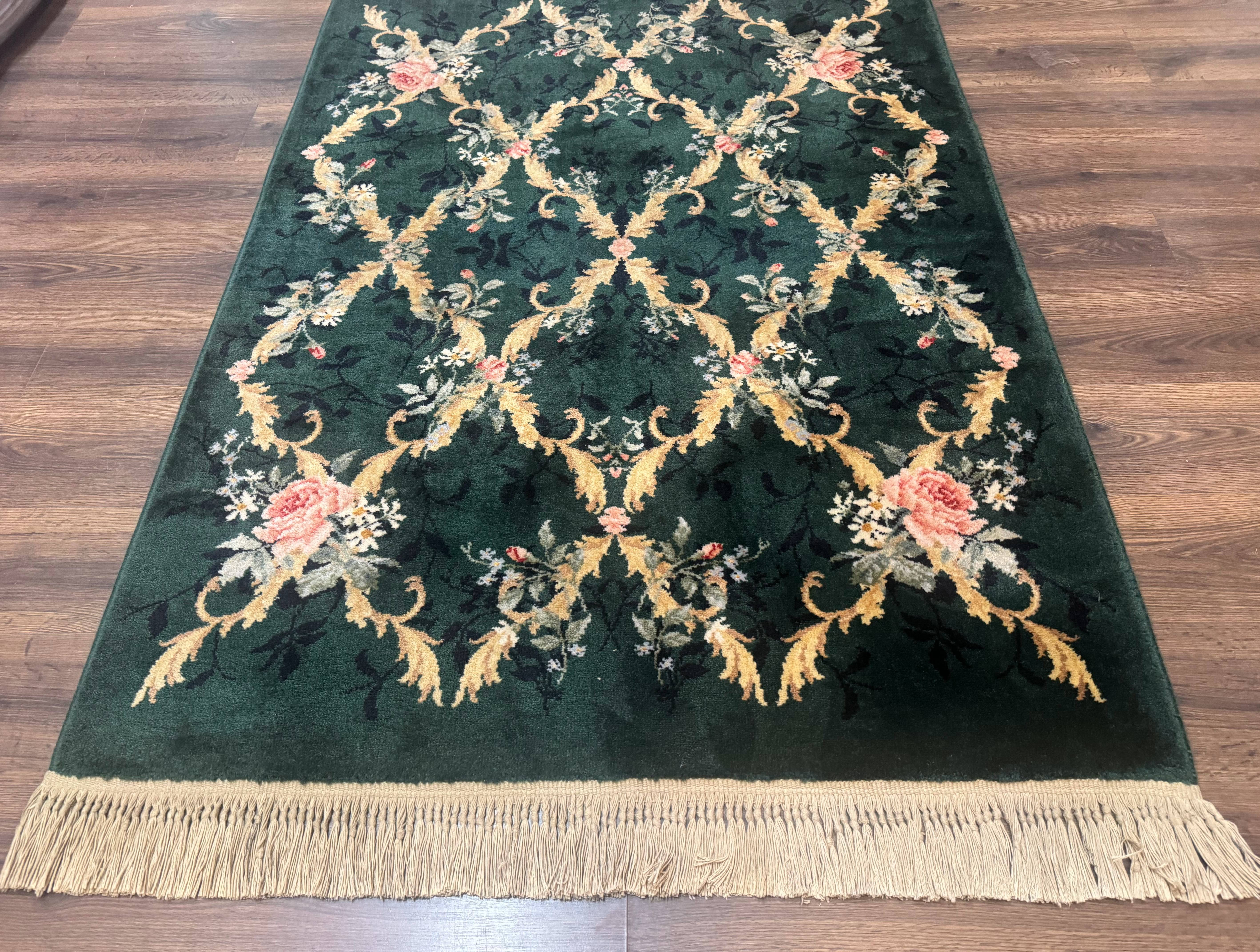 Karastan Garden of Eden Rug 4x6, Green Savonnerie 509/1733, Original Discontinued Vintage Karastan Carpet - Jewel Rugs