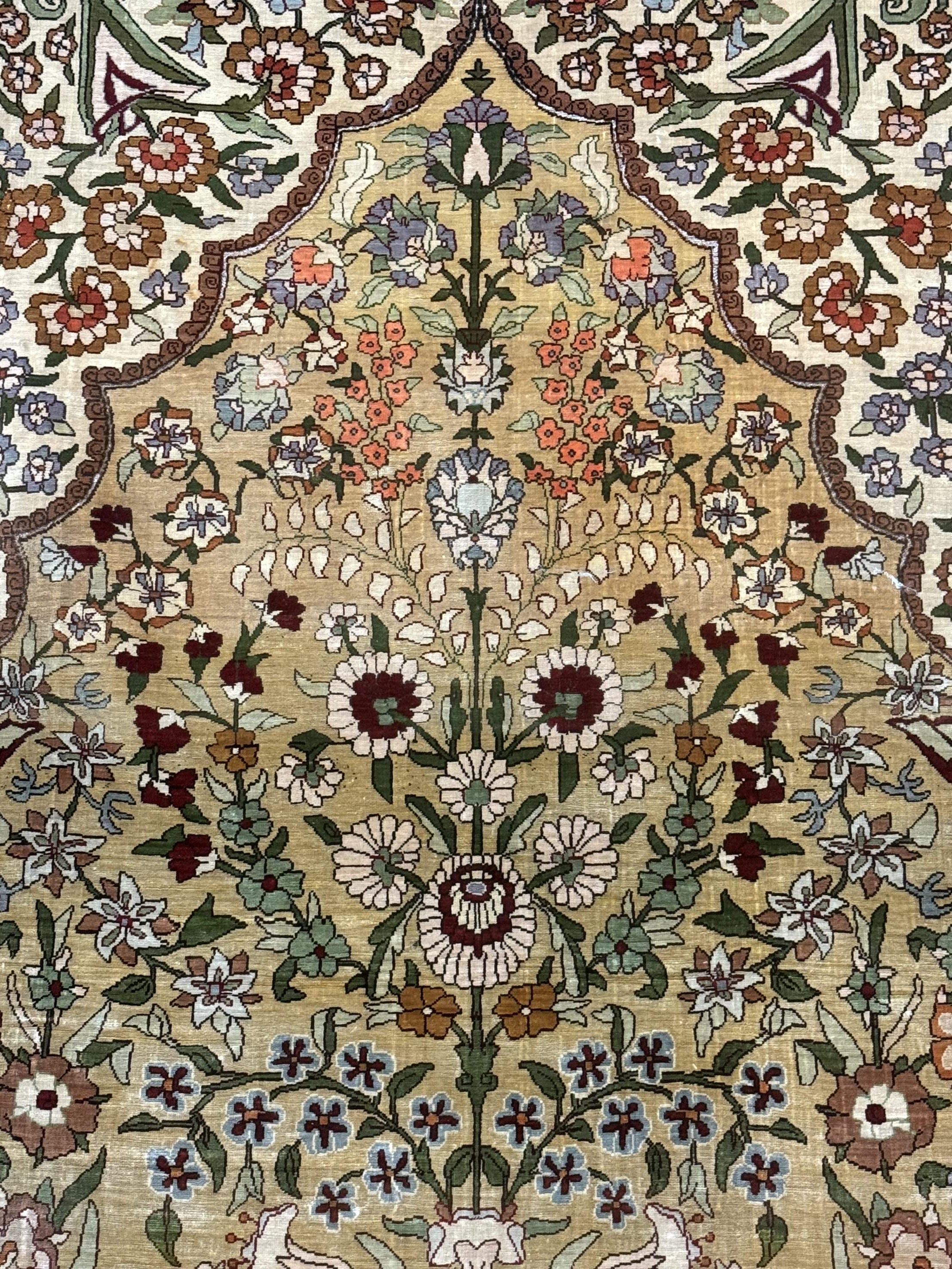 Silk Turkish Hereke Rug 3x5 – Gold, Silk with Metal Threads, Exceptionally Fine 700 KPSI - Jewel Rugs