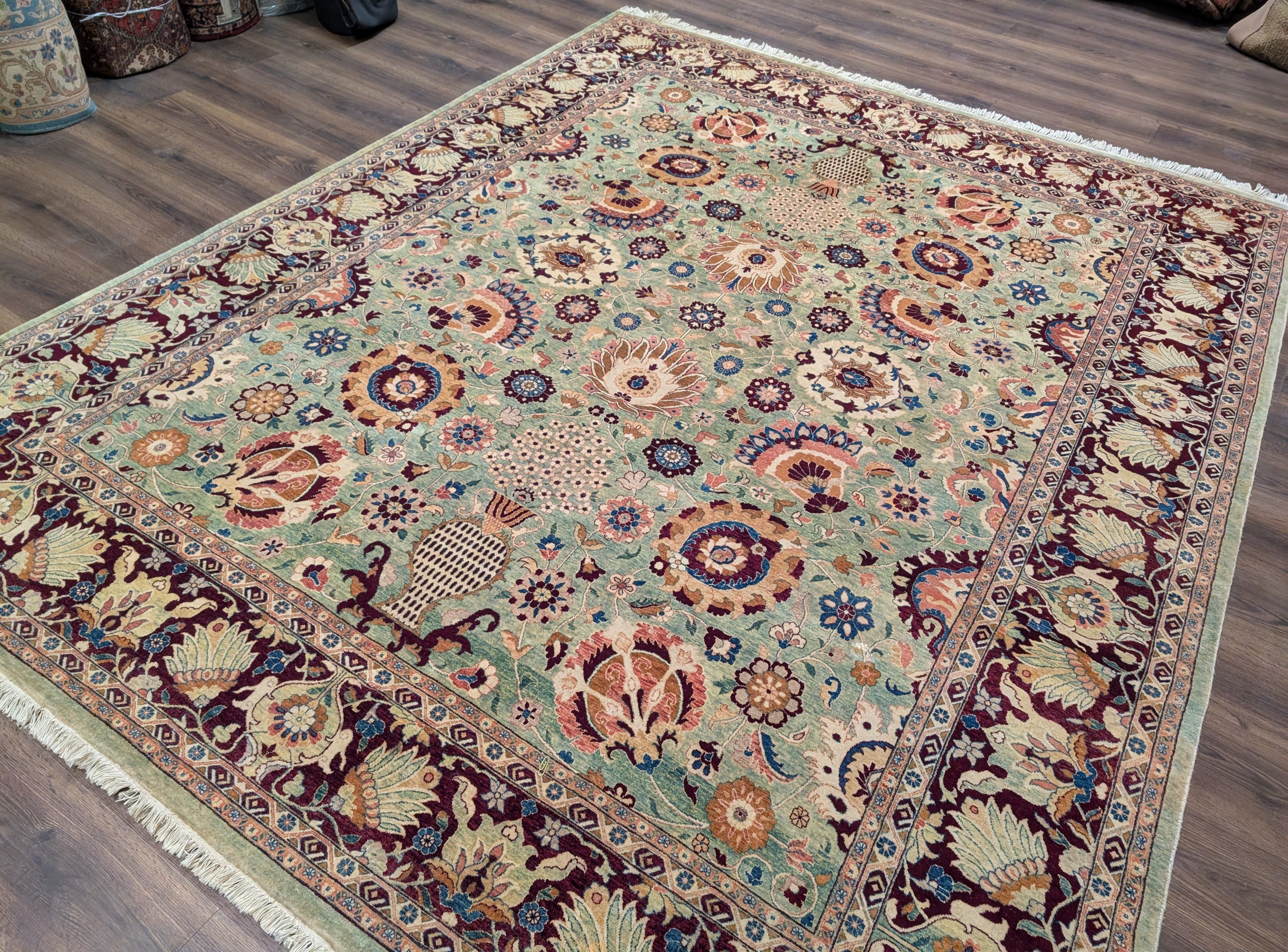 Pak Persian Rug 8x10 – Light Green Hand-Knotted Wool Oriental Carpet - Jewel Rugs